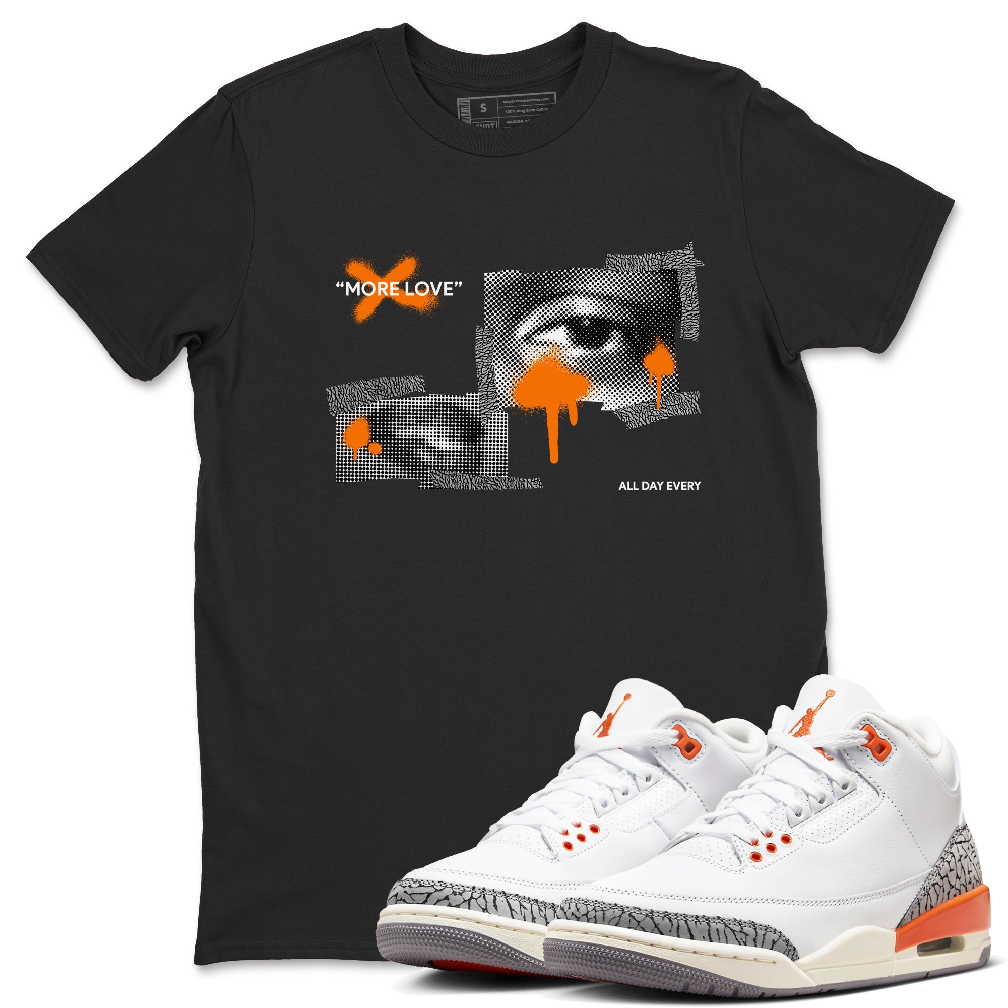 3s Georgia Peach shirt to match jordans More Love sneaker tees Air Jordan 3 Georgia Peach Drip Gear Zone unisex cotton Black 1 crew neck shirt