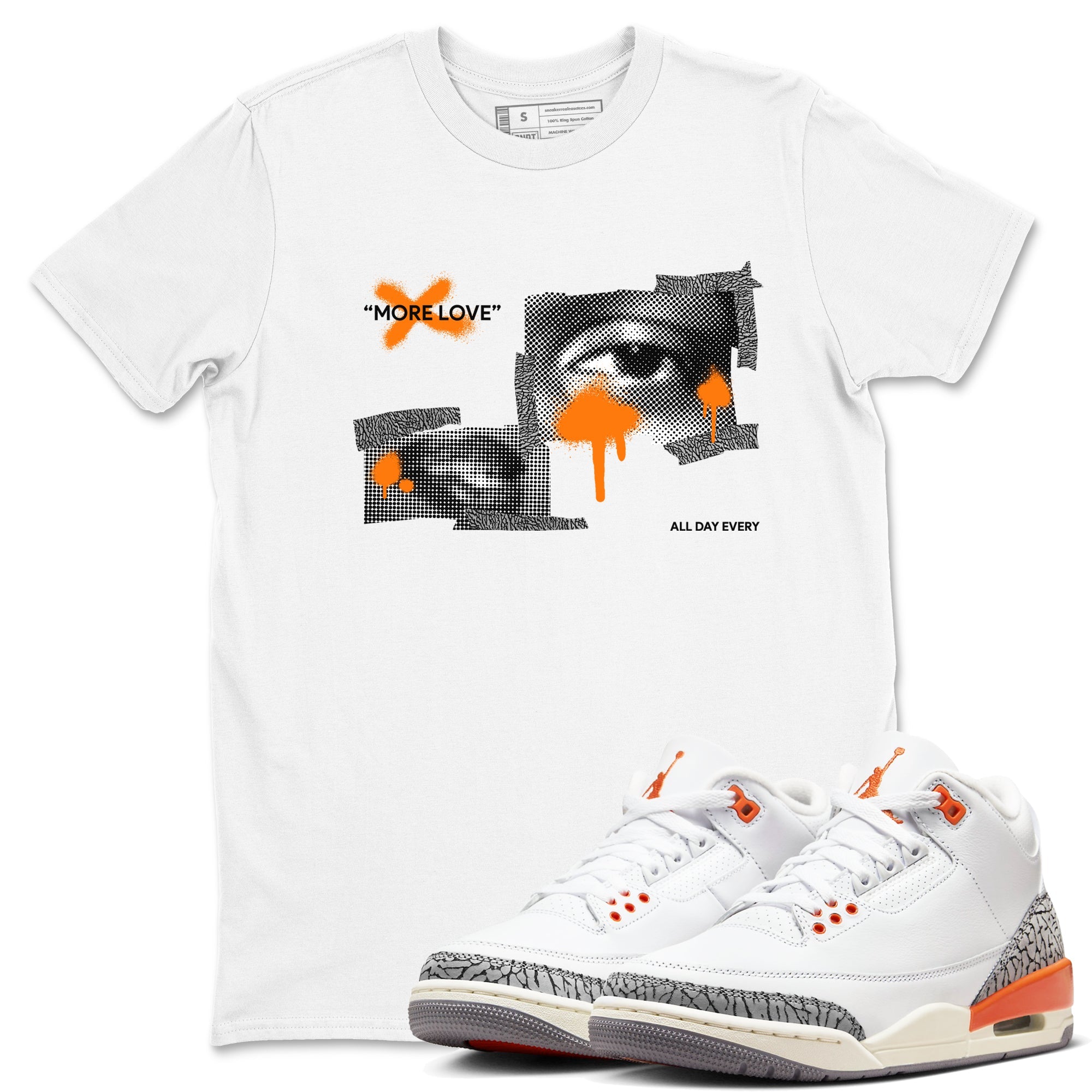 3s Georgia Peach shirt to match jordans More Love sneaker tees Air Jordan 3 Georgia Peach Drip Gear Zone unisex cotton White 1 crew neck shirt