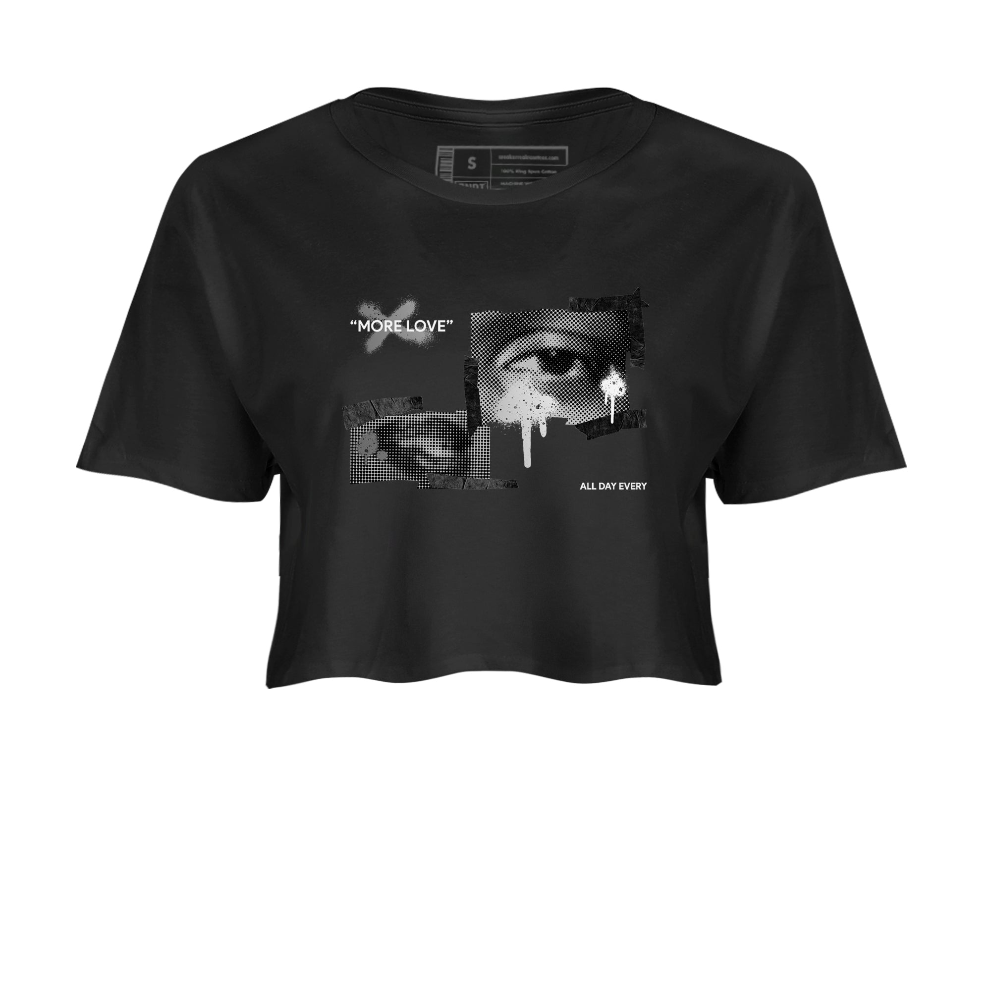 4s Fear shirts to match jordans More Love sneaker match tees Air Jordan 4 Fear match shoes to clothes Drip Gear Zone unisex cotton Black 2 crop tee