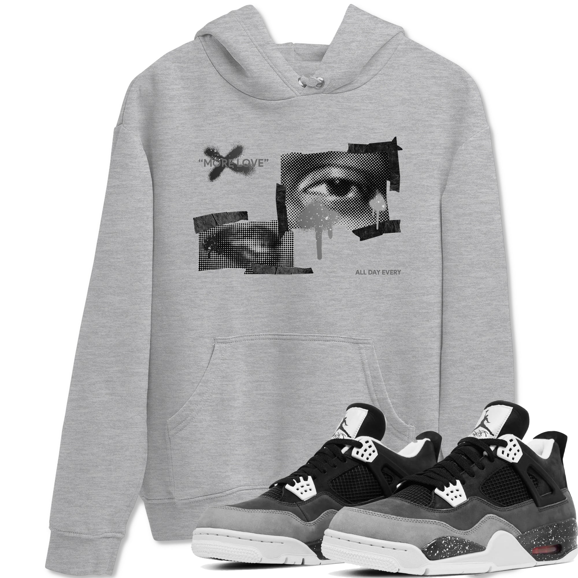 4s Fear shirts to match jordans More Love sneaker match tees Air Jordan 4 Fear match shoes to clothes Drip Gear Zone unisex cotton Heather Grey 1 shirts