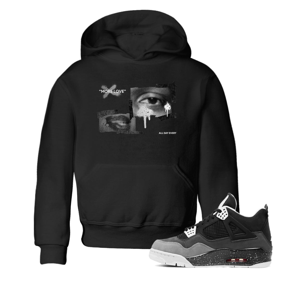 4s Fear shirts to match jordans More Love sneaker match tees Air Jordan 4 Fear match shoes to clothes Drip Gear Zone Youth Baby Black 1 tee