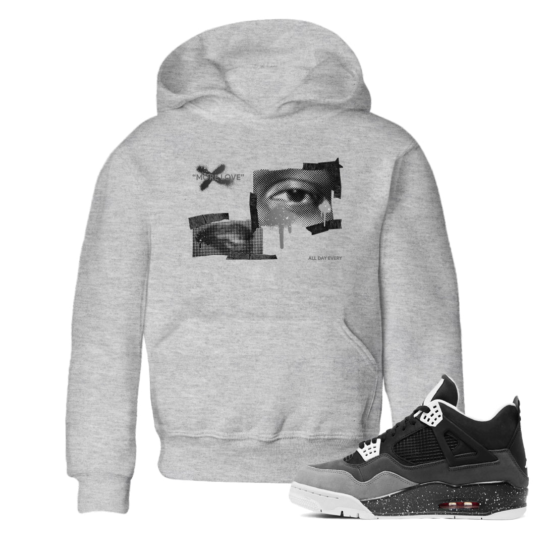 4s Fear shirts to match jordans More Love sneaker match tees Air Jordan 4 Fear match shoes to clothes Drip Gear Zone Youth Baby Heather Grey 1 tee