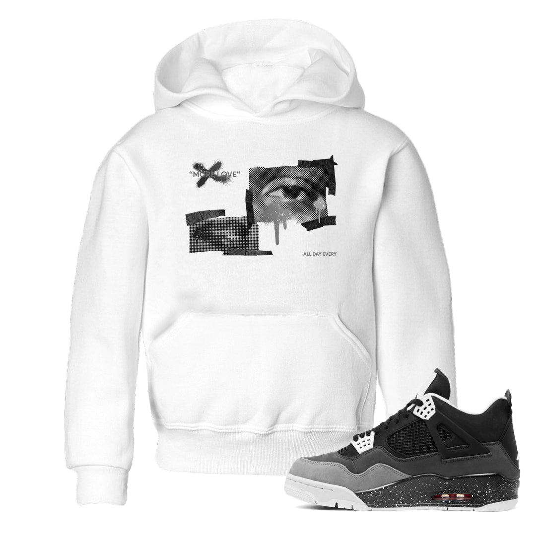 4s Fear shirts to match jordans More Love sneaker match tees Air Jordan 4 Fear match shoes to clothes Drip Gear Zone Youth Baby White 1 tee