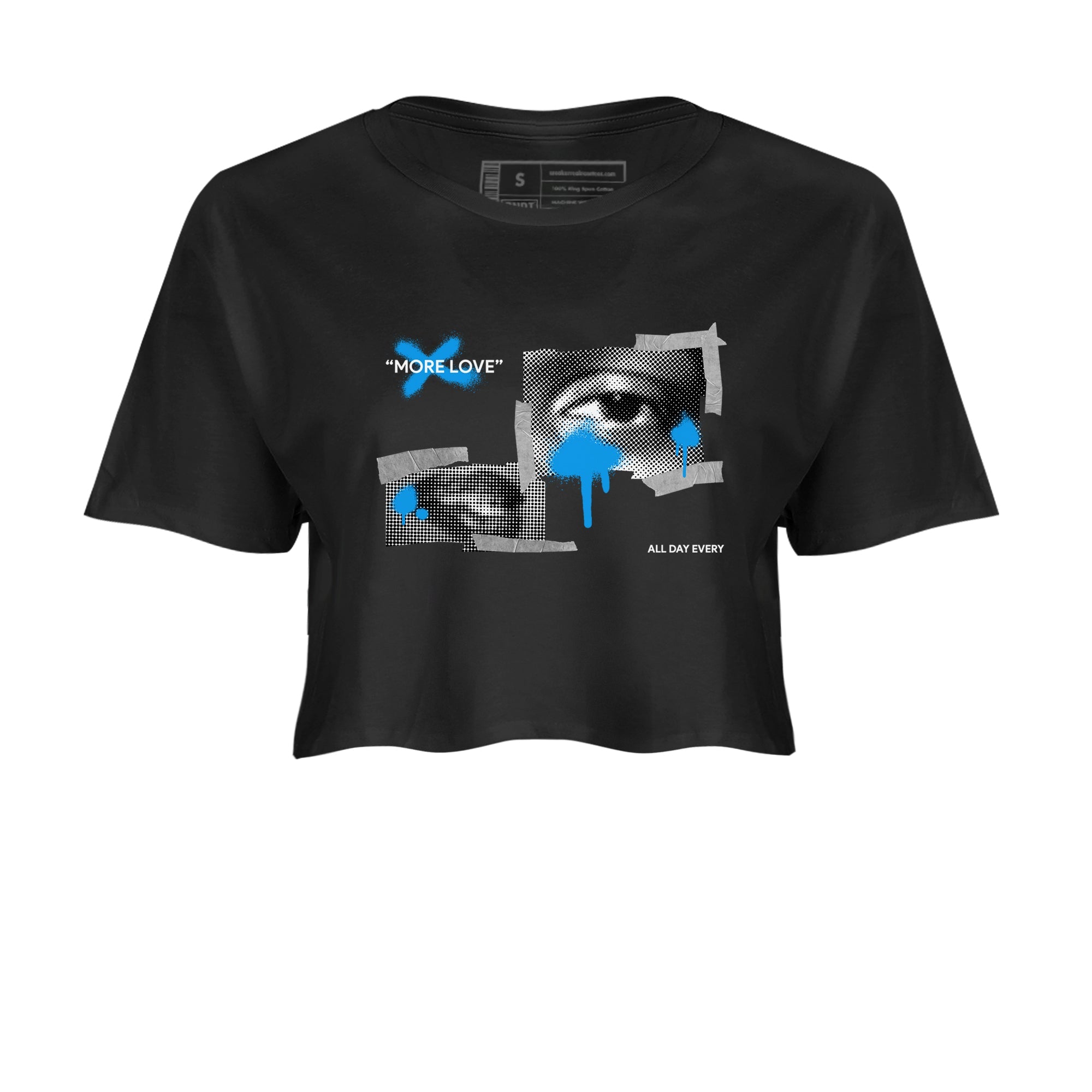 Air Jordan 4 Industrial Blue shirt to match jordans More Love sneaker tees Air Jordan 4 Military Blue Drip Gear Zone Black 2 crop length shirt