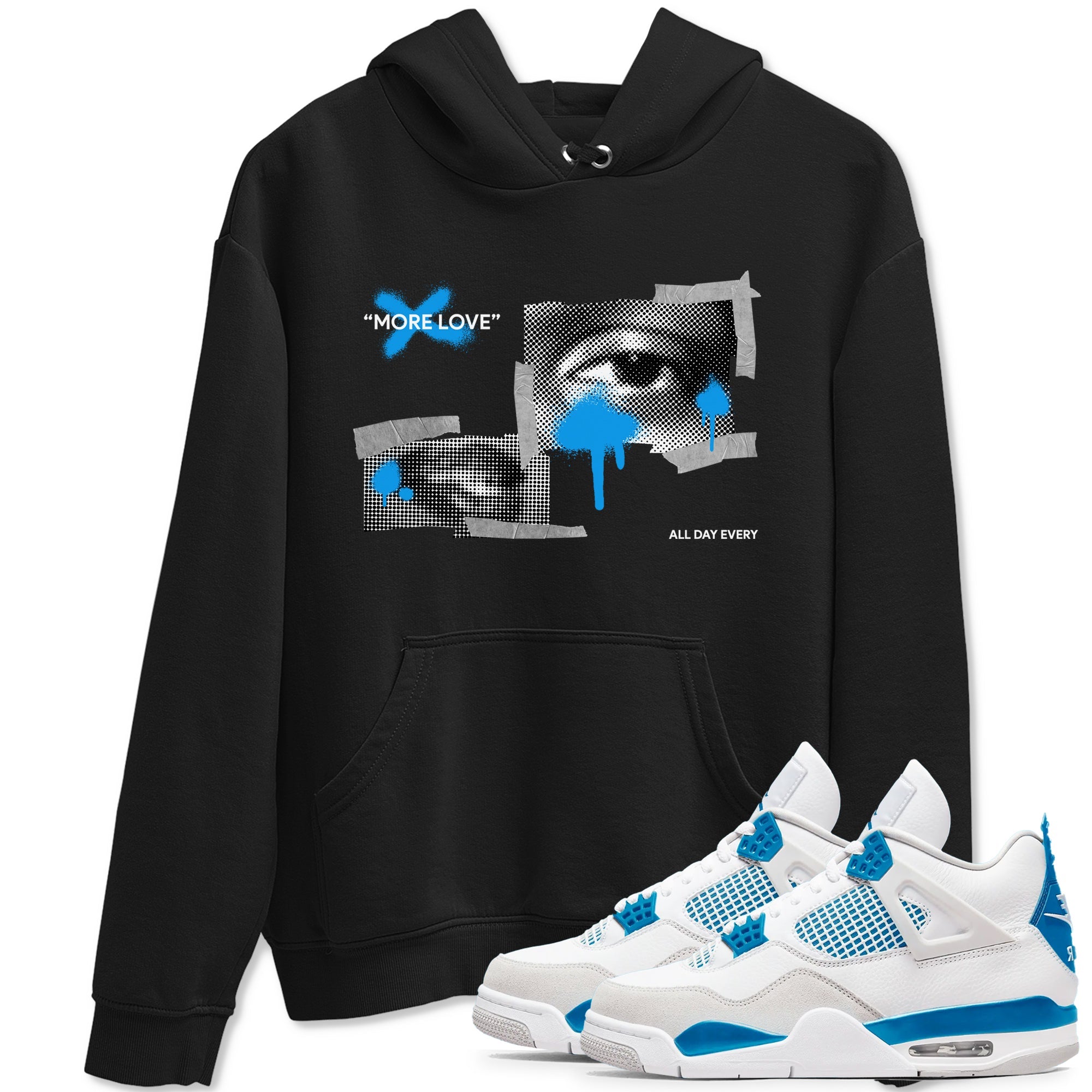 Air Jordan 4 Industrial Blue shirt to match jordans More Love sneaker tees Air Jordan 4 Military Blue Drip Gear Zone unisex cotton Black 1 crew neck shirt
