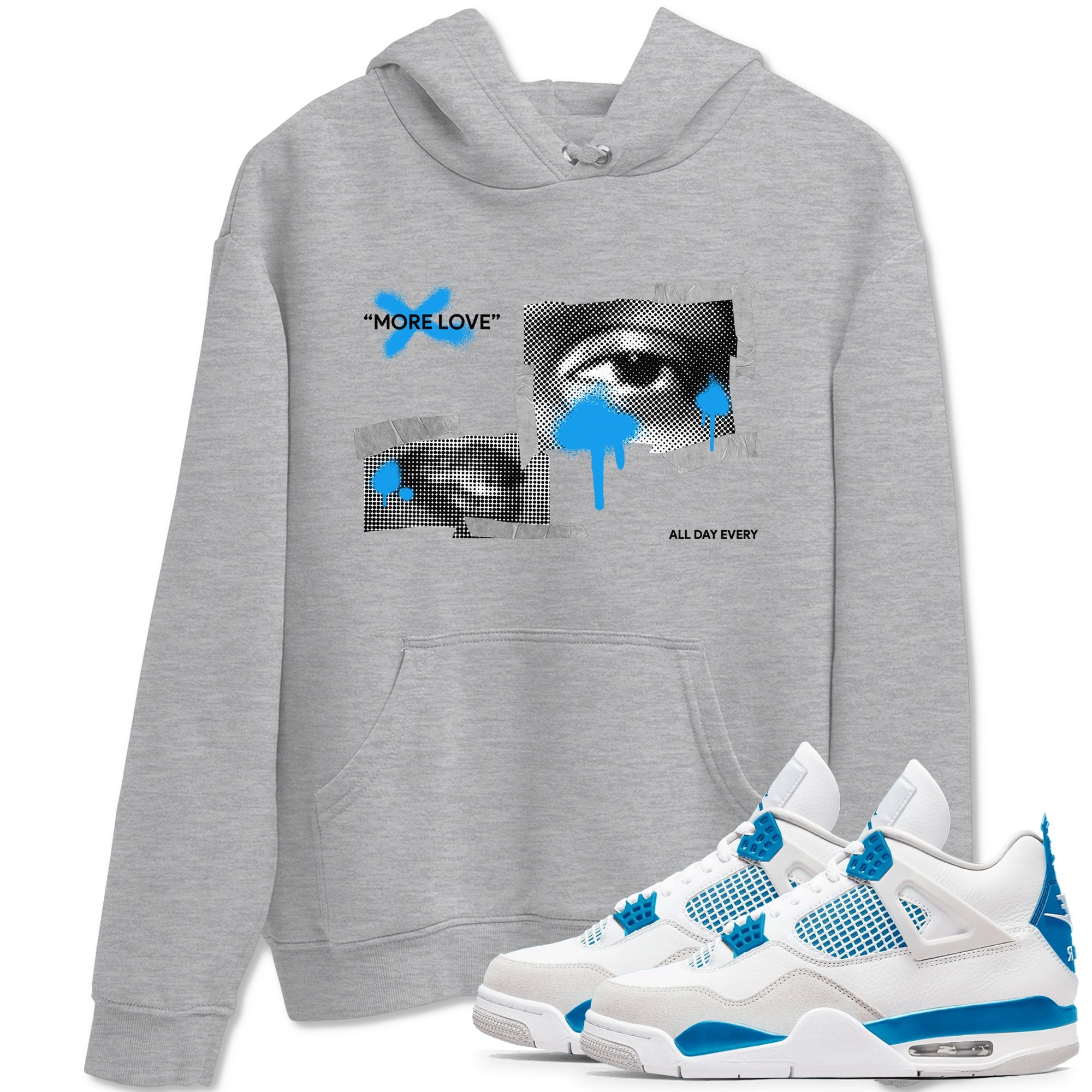 Air Jordan 4 Industrial Blue shirt to match jordans More Love sneaker tees Air Jordan 4 Military Blue Drip Gear Zone unisex cotton Heather Grey 1 crew neck shirt