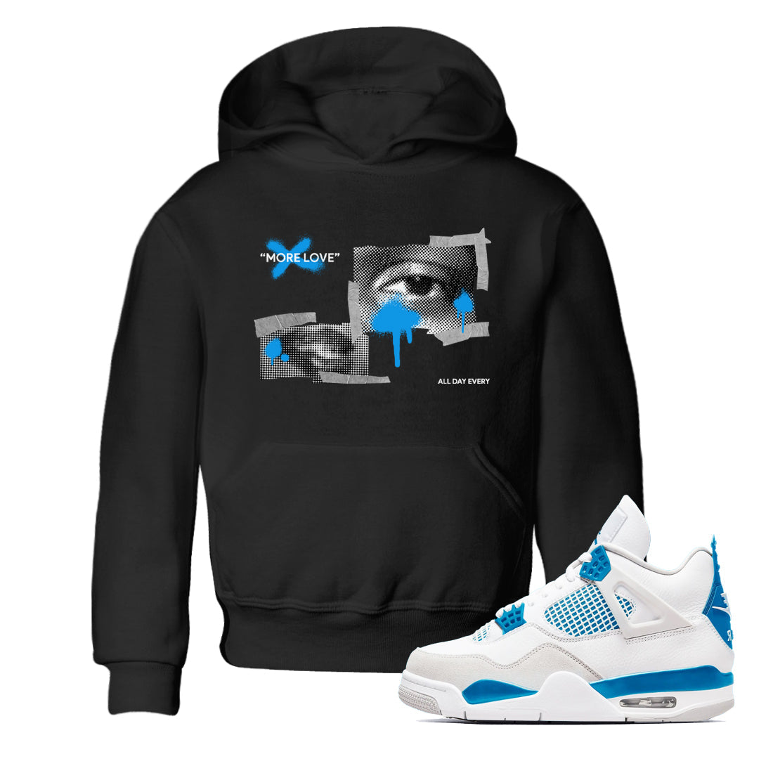 Air Jordan 4 Industrial Blue shirt to match jordans More Love sneaker tees Air Jordan 4 Military Blue Drip Gear Zone baby toddler Black 1 cotton Shirt