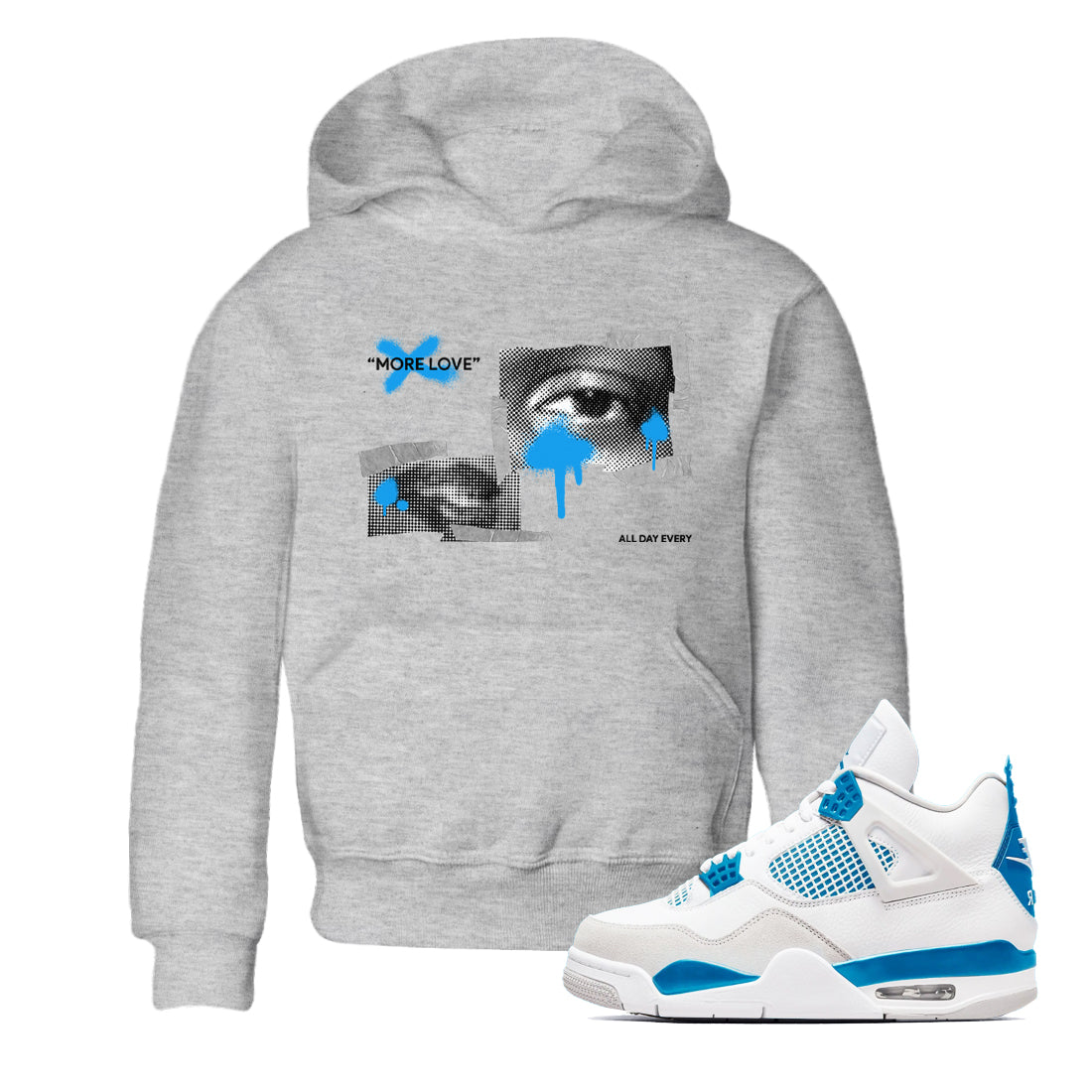 Air Jordan 4 Industrial Blue shirt to match jordans More Love sneaker tees Air Jordan 4 Military Blue Drip Gear Zone baby toddler Heather Grey 1 cotton Shirt