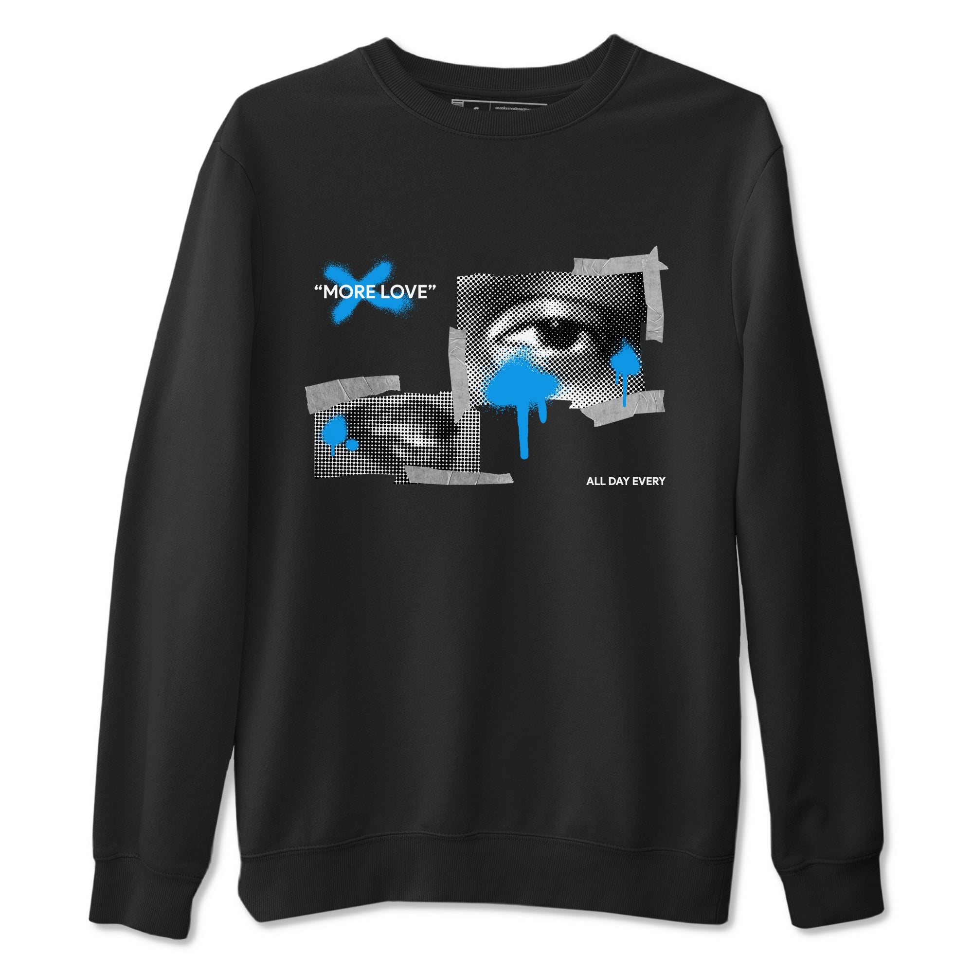 Air Jordan 4 Industrial Blue shirt to match jordans More Love sneaker tees Air Jordan 4 Military Blue Drip Gear Zone unisex cotton Black 2 crew neck shirt