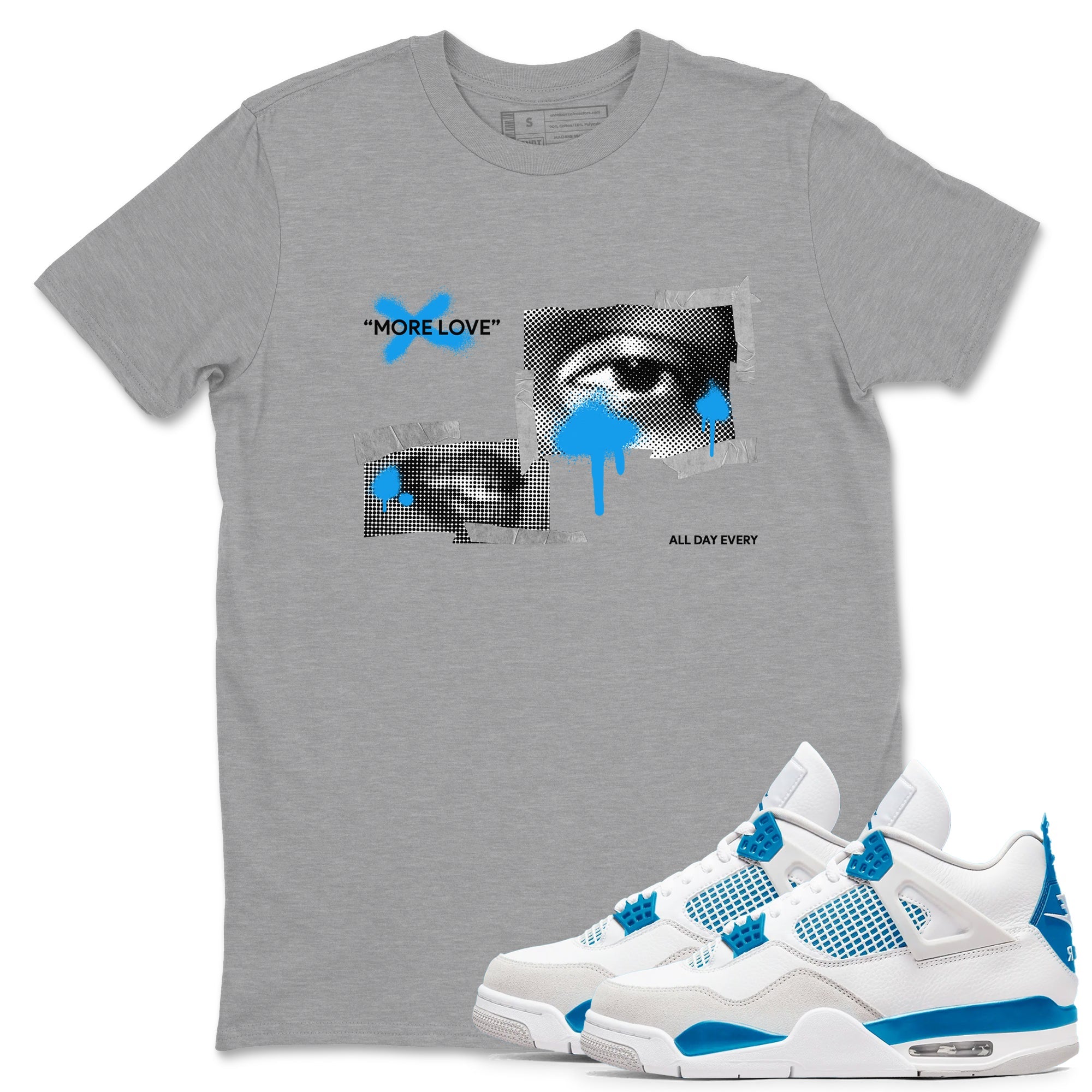 Air Jordan 4 Industrial Blue shirt to match jordans More Love sneaker tees Air Jordan 4 Military Blue Drip Gear Zone unisex cotton Heather Grey 1 crew neck shirt