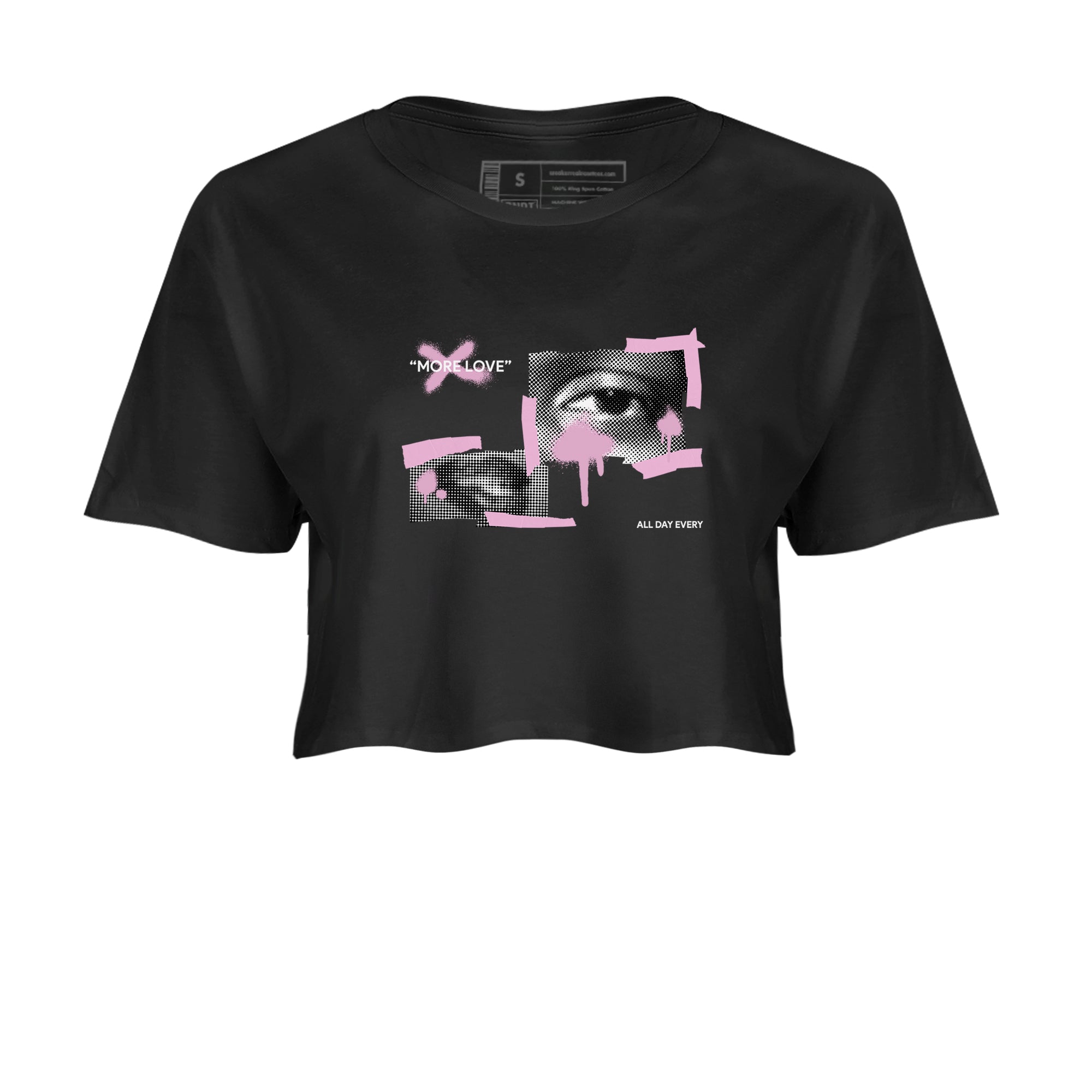 4s Retro Orchid shirts to match jordans More Love sneaker match tees Air Jordan 4 WMNS Orchid match shoes to clothes Drip Gear Zone unisex cotton Black 2 crop tee