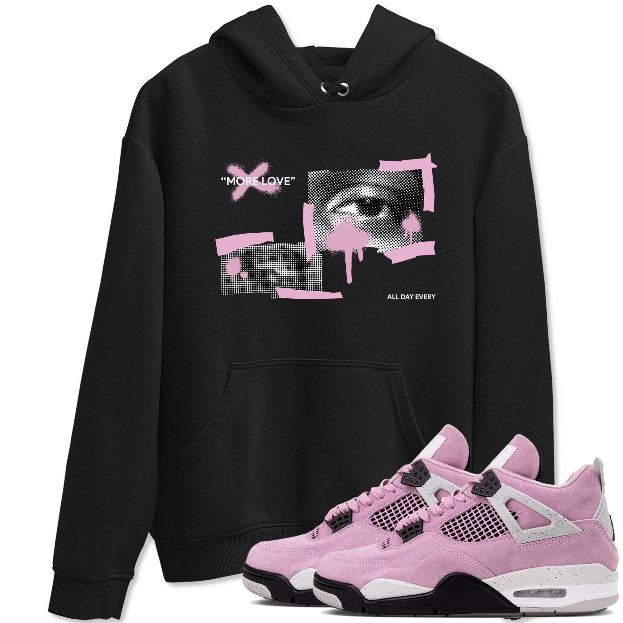 4s Retro Orchid shirts to match jordans More Love sneaker match tees Air Jordan 4 WMNS Orchid match shoes to clothes Drip Gear Zone unisex cotton Black 1 shirts