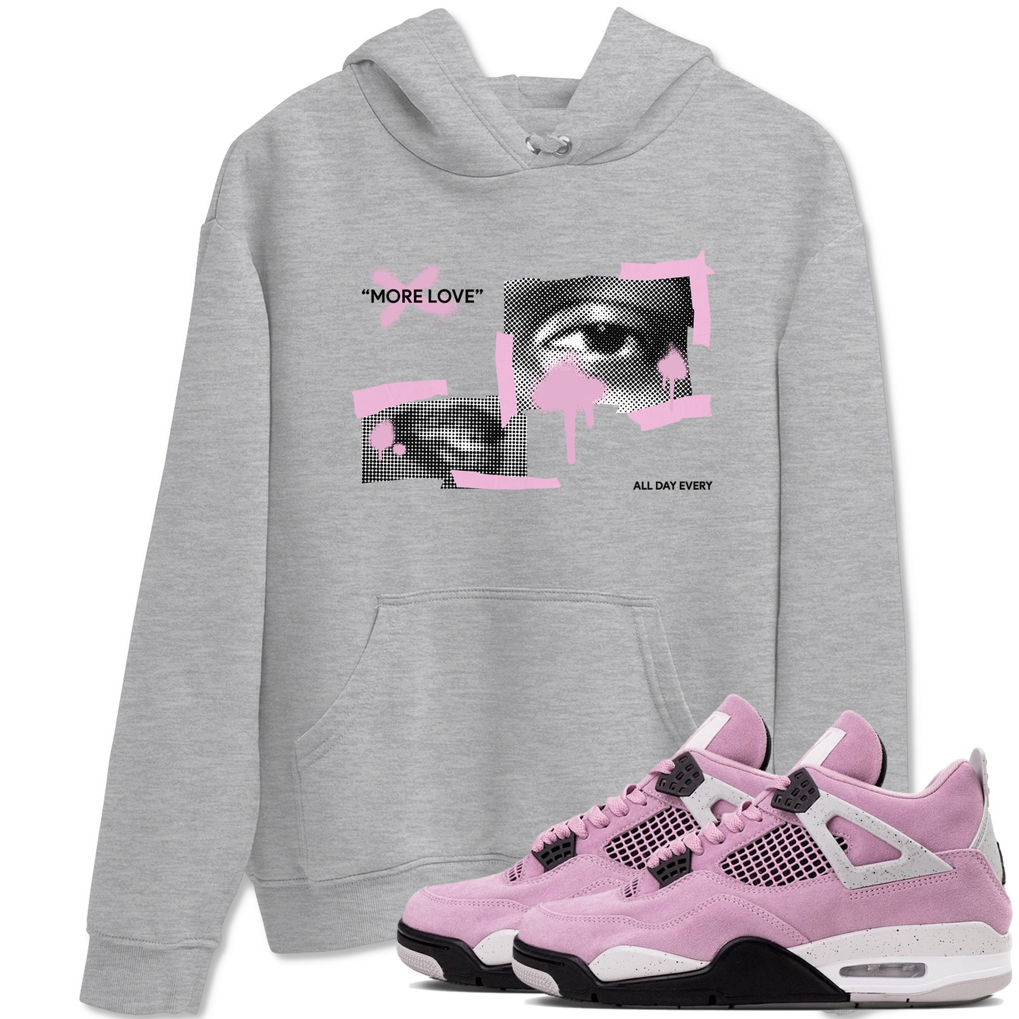 4s Retro Orchid shirts to match jordans More Love sneaker match tees Air Jordan 4 WMNS Orchid match shoes to clothes Drip Gear Zone unisex cotton Heather Grey 1 shirts