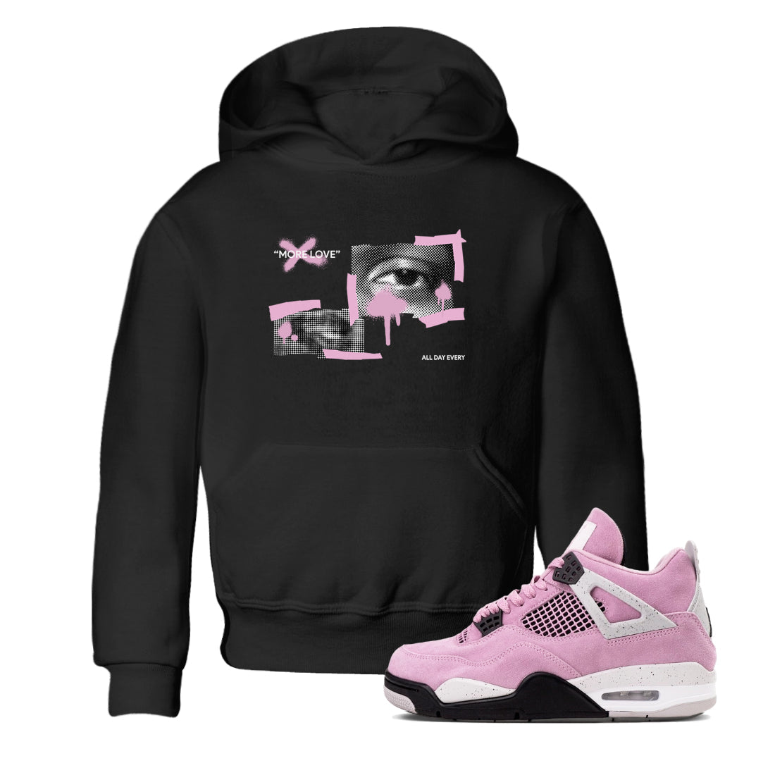 4s Retro Orchid shirts to match jordans More Love sneaker match tees Air Jordan 4 WMNS Orchid match shoes to clothes Drip Gear Zone Youth Baby Black 1 tee