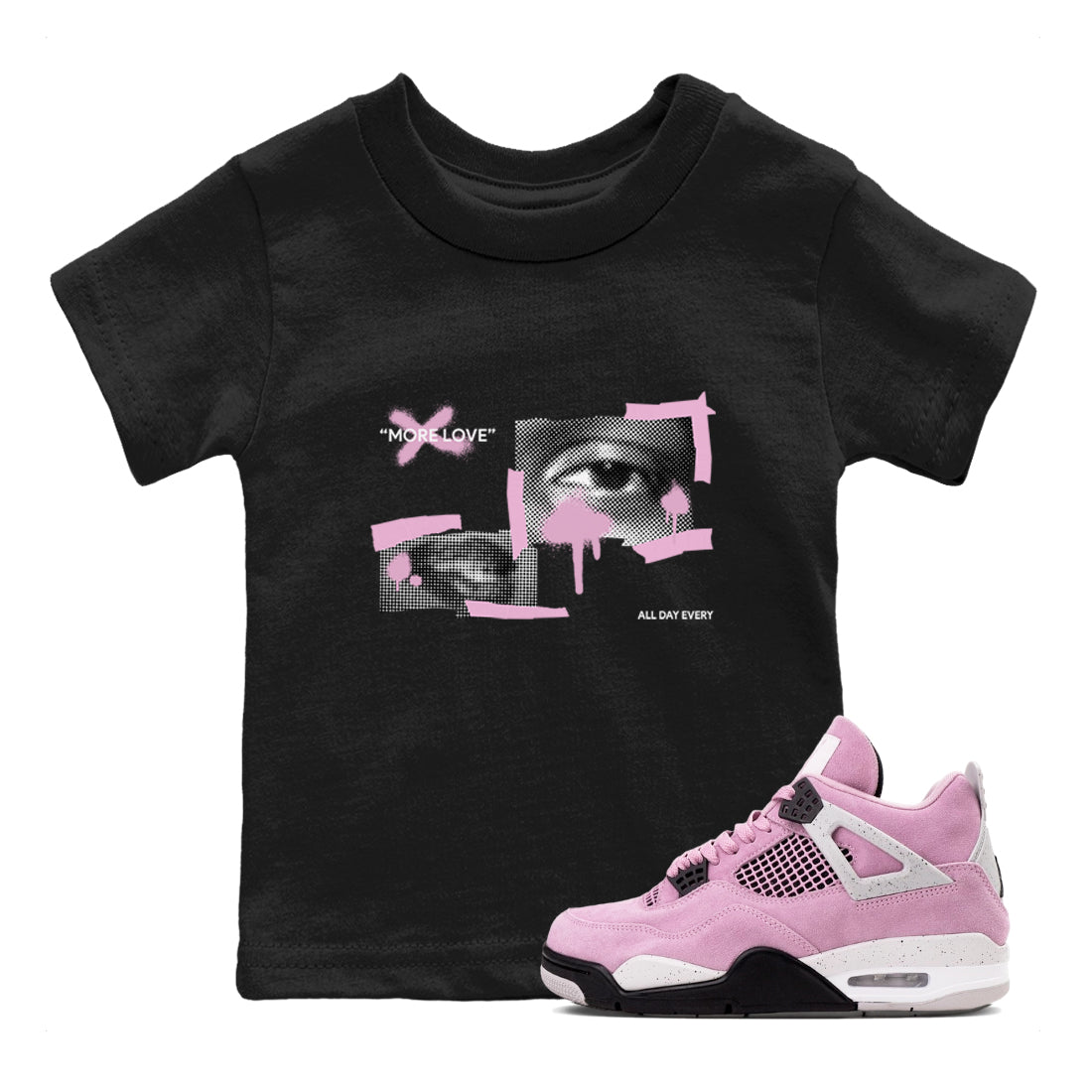 4s Retro Orchid shirts to match jordans More Love sneaker match tees Air Jordan 4 WMNS Orchid match shoes to clothes Drip Gear Zone Youth Baby Black 1 tee