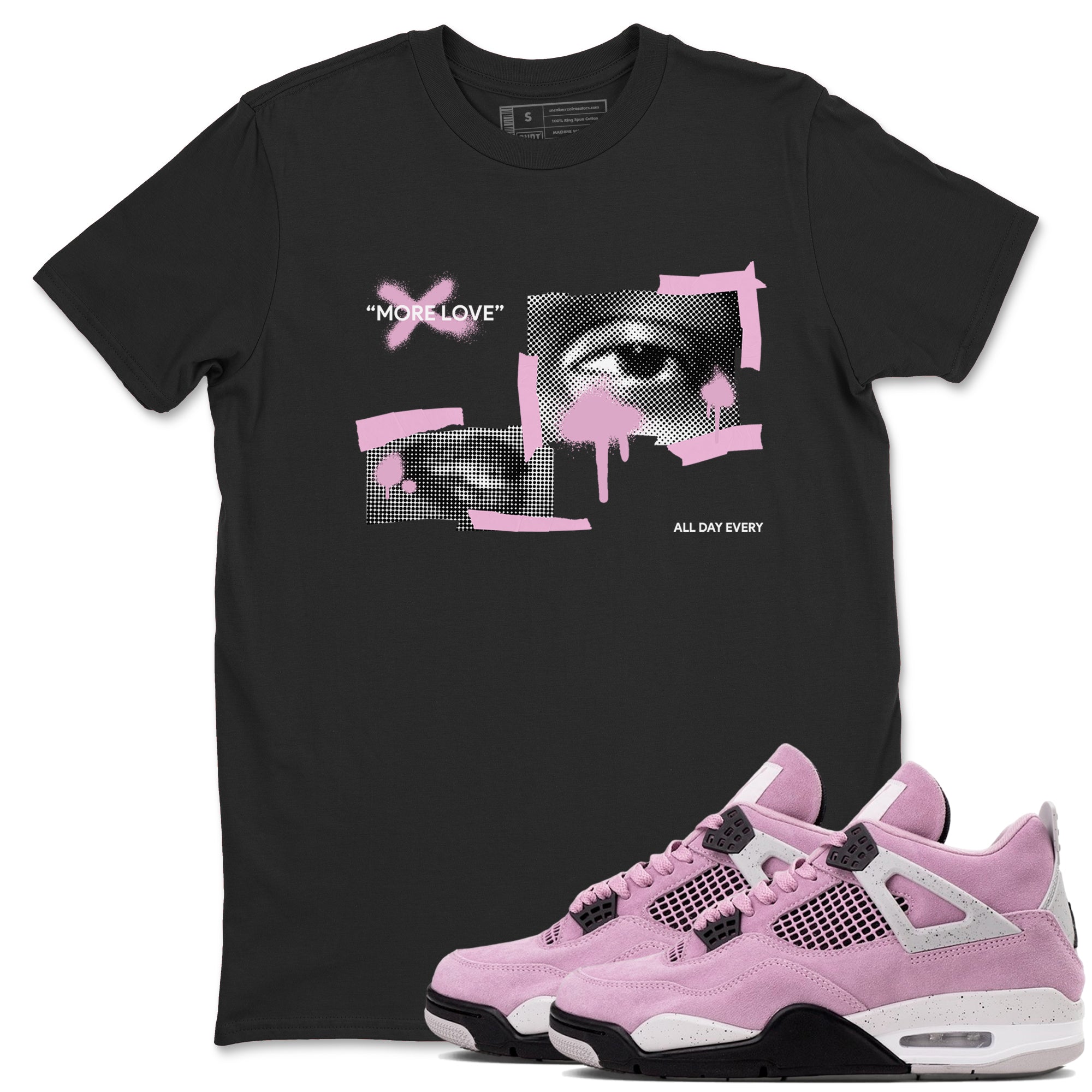 4s Retro Orchid shirts to match jordans More Love sneaker match tees Air Jordan 4 WMNS Orchid match shoes to clothes Drip Gear Zone unisex cotton Black 1 shirts