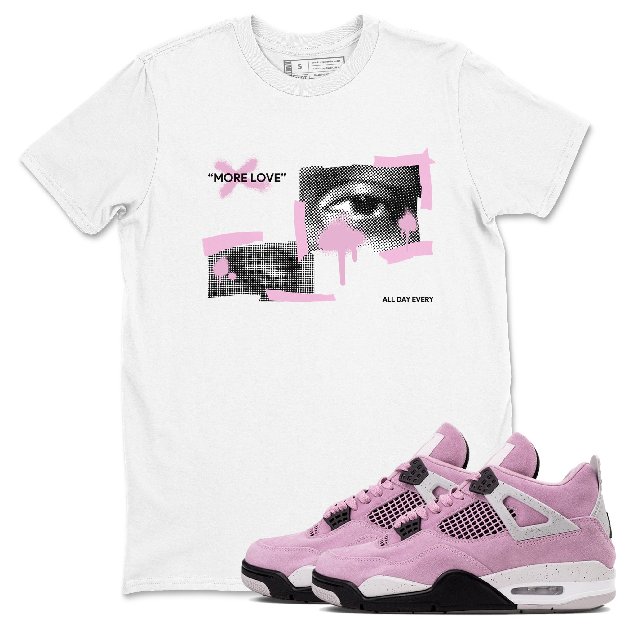 4s Retro Orchid shirts to match jordans More Love sneaker match tees Air Jordan 4 WMNS Orchid match shoes to clothes Drip Gear Zone unisex cotton White 1 shirts