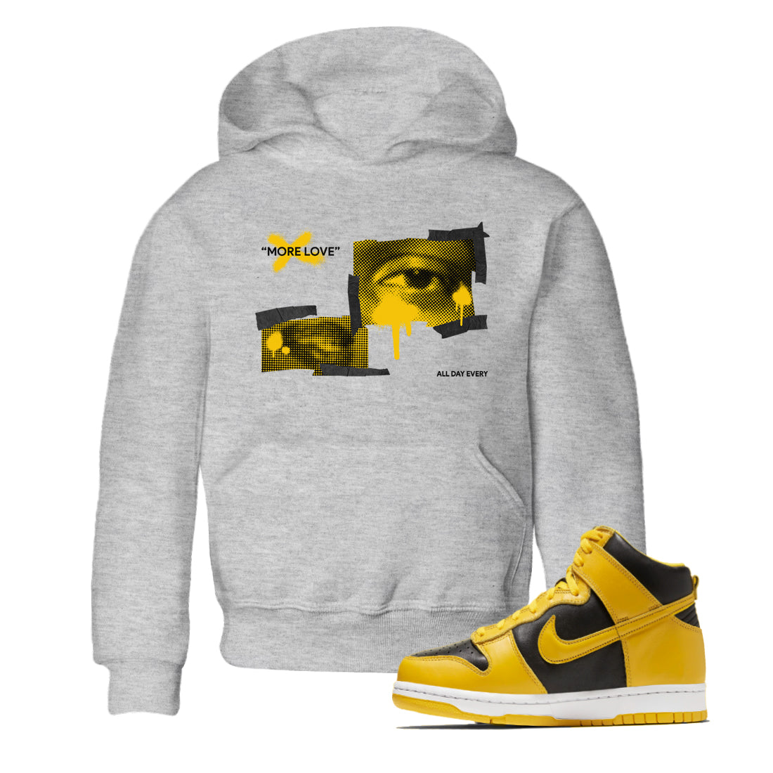 Dunk High Wu Tang shirts to match jordans More Love sneaker match tees Dunk High Wu Tang match shoes to clothes Drip Gear Zone Youth Baby Heather Grey 1 tee