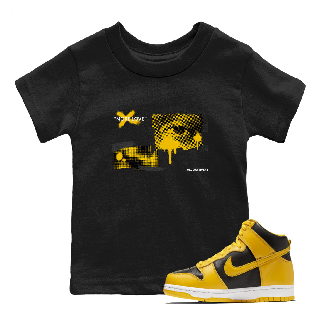 Dunk High Wu Tang shirts to match jordans More Love sneaker match tees Dunk High Wu Tang match shoes to clothes Drip Gear Zone Youth Baby Black 1 tee