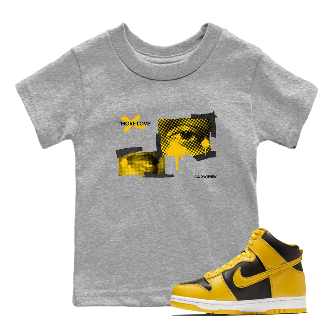 Dunk High Wu Tang shirts to match jordans More Love sneaker match tees Dunk High Wu Tang match shoes to clothes Drip Gear Zone Youth Baby Heather Grey 1 tee