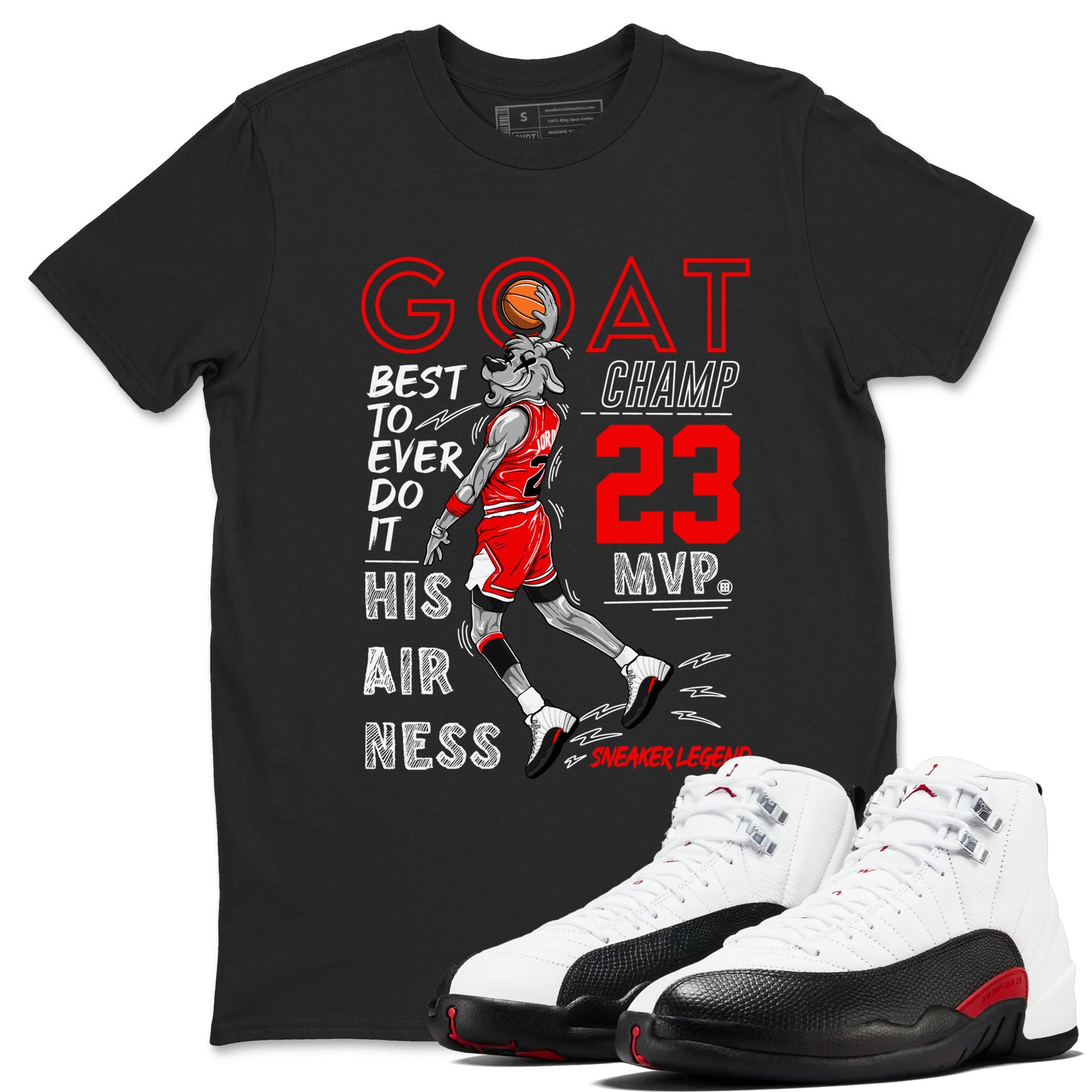 Air Jordan 12 Retro Taxi Flip shirts to match jordans MVP Goat sneaker match tees 12s Red Taxi Drip Gear Zone unisex cotton Black 1 crew neck shirt