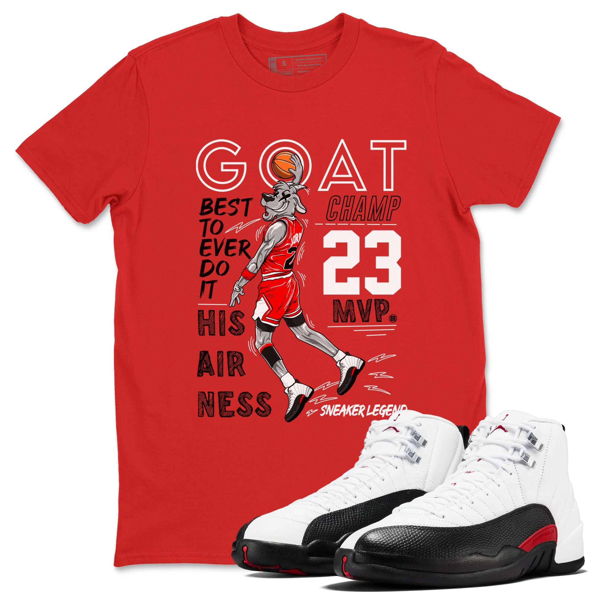 Air Jordan 12 Retro Taxi Flip shirts to match jordans MVP Goat sneaker match tees 12s Red Taxi Drip Gear Zone unisex cotton Red 1 crew neck shirt