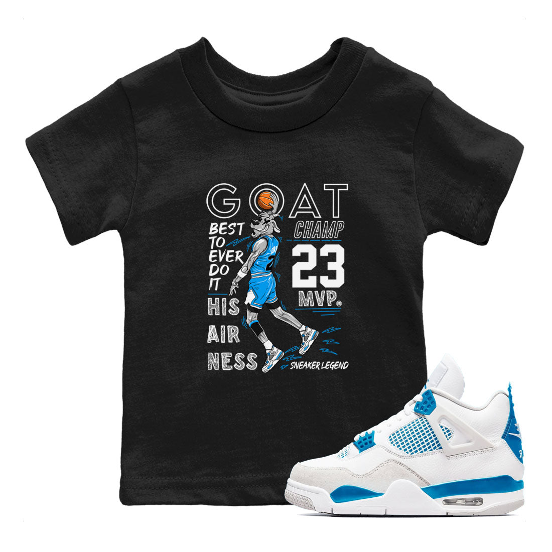 4s Military Blue shirt to match jordans MVP Goat sneaker tees Air Jordan 4 Retro Military Blue Streetwear Brand Drip Gear Zone baby toddler Black 1 cotton Shirt