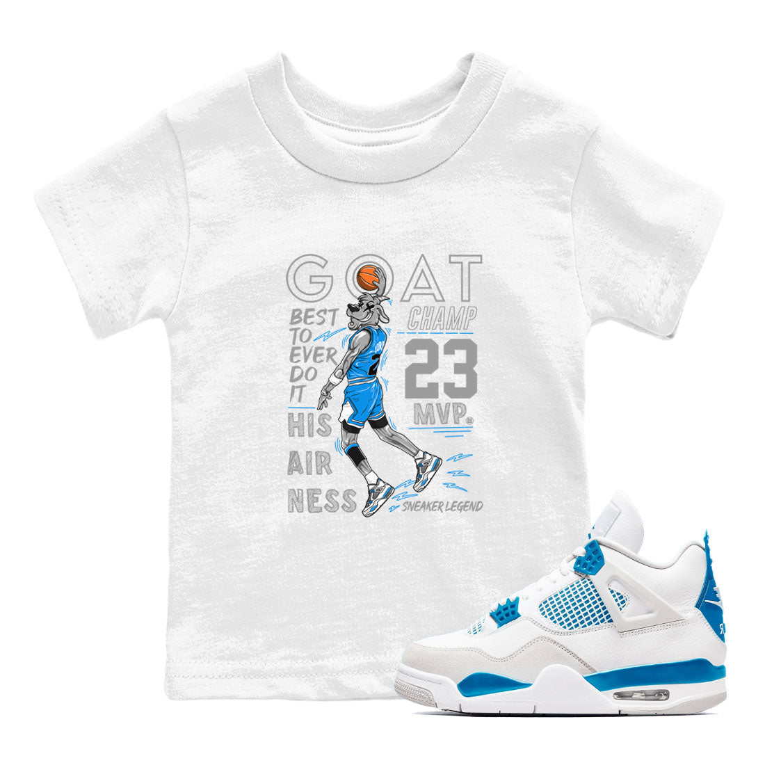 4s Military Blue shirt to match jordans MVP Goat sneaker tees Air Jordan 4 Retro Military Blue Streetwear Brand Drip Gear Zone baby toddler White 1 cotton Shirt