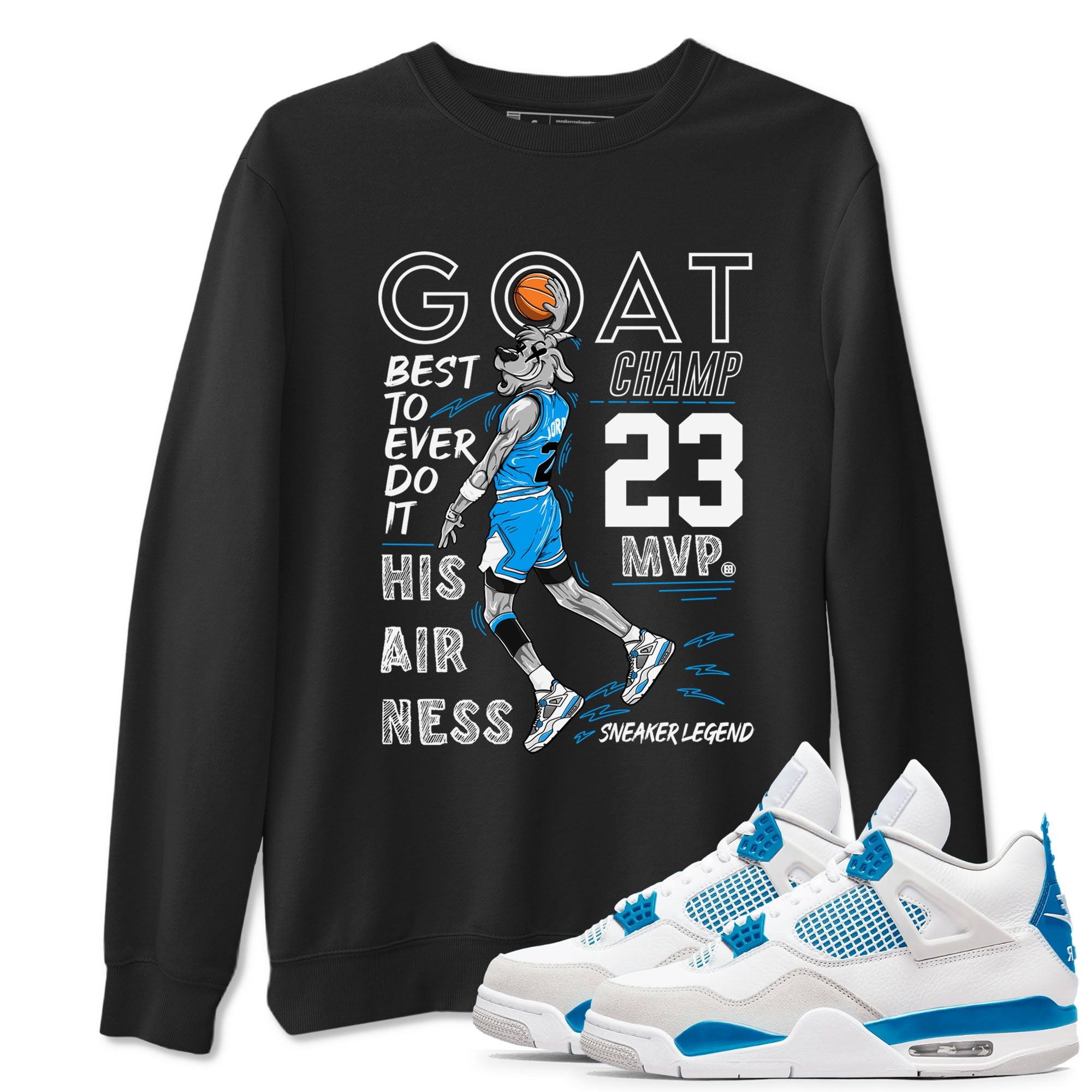 4s Military Blue shirt to match jordans MVP Goat sneaker tees Air Jordan 4 Retro Military Blue Streetwear Brand Drip Gear Zone unisex cotton Black 1 crew neck shirt
