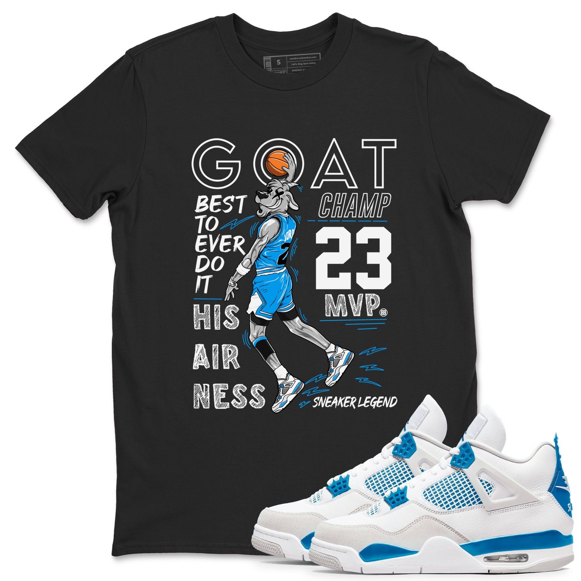 4s Military Blue shirt to match jordans MVP Goat sneaker tees Air Jordan 4 Retro Military Blue Streetwear Brand Drip Gear Zone unisex cotton Black 1 crew neck shirt
