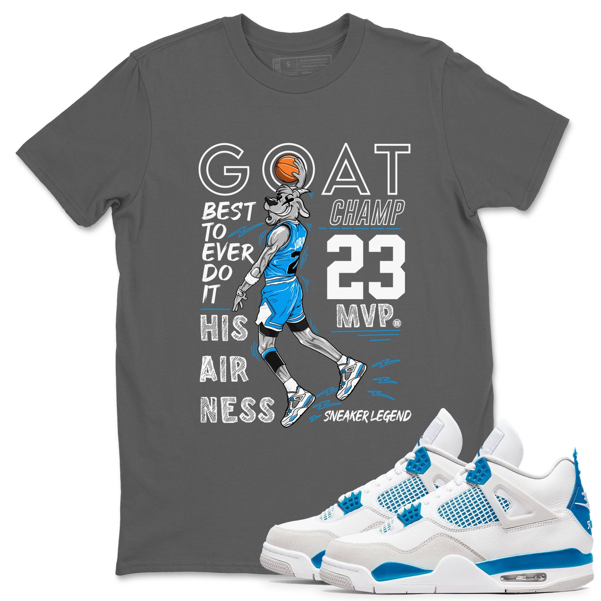 4s Military Blue shirt to match jordans MVP Goat sneaker tees Air Jordan 4 Retro Military Blue Streetwear Brand Drip Gear Zone unisex cotton Cool Grey 1 crew neck shirt