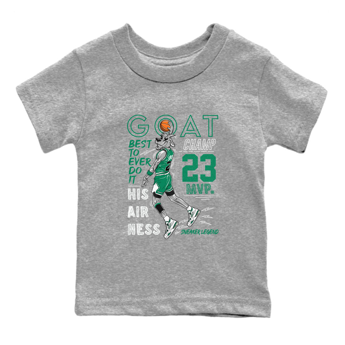 AJ4 Oxidized Green shirts to match jordans MVP Goat sneaker match tees Air Jordan 4 Oxidized Green Drip Gear Zone streetwear brand Baby and Youth Heather Grey 2 cotton tee