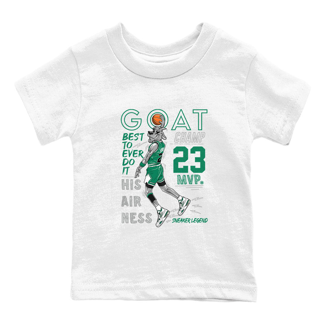 AJ4 Oxidized Green shirts to match jordans MVP Goat sneaker match tees Air Jordan 4 Oxidized Green Drip Gear Zone streetwear brand Baby and Youth White 2 cotton tee