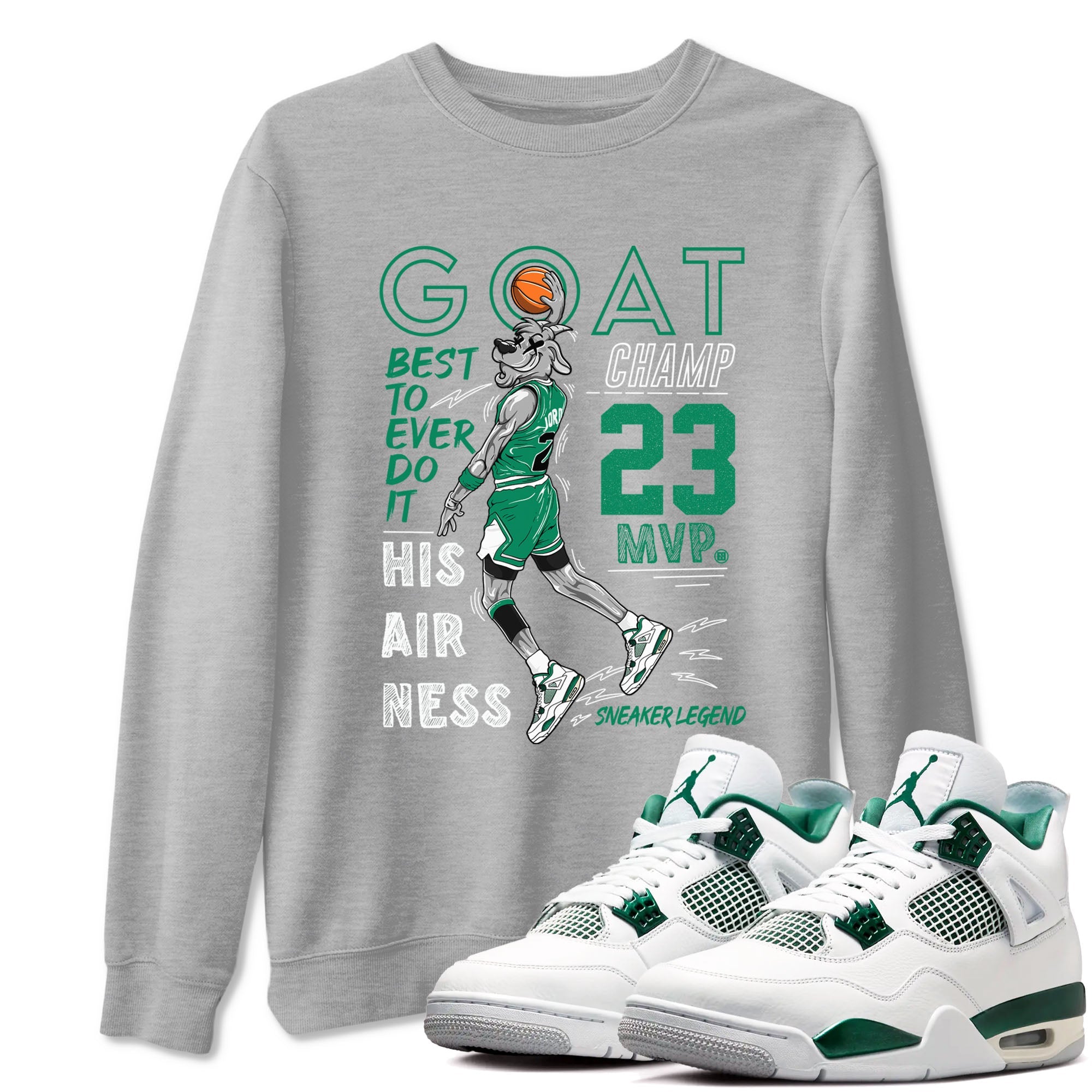 AJ4 Oxidized Green shirts to match jordans MVP Goat sneaker match tees Air Jordan 4 Oxidized Green Drip Gear Zone streetwear brand Heather Grey 1 unisex cotton tee