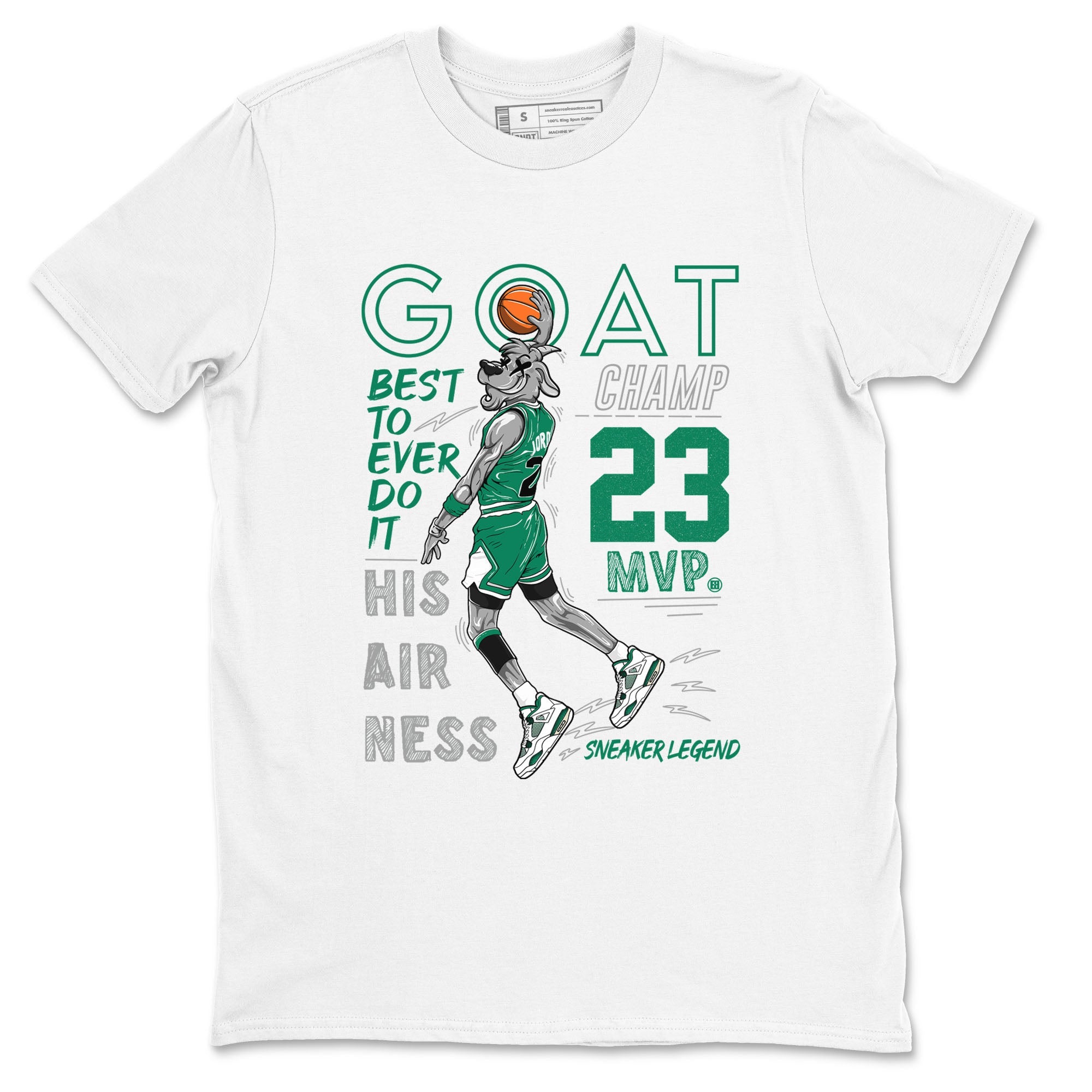 AJ4 Oxidized Green shirts to match jordans MVP Goat sneaker match tees Air Jordan 4 Oxidized Green Drip Gear Zone streetwear brand White 2 unisex cotton tee