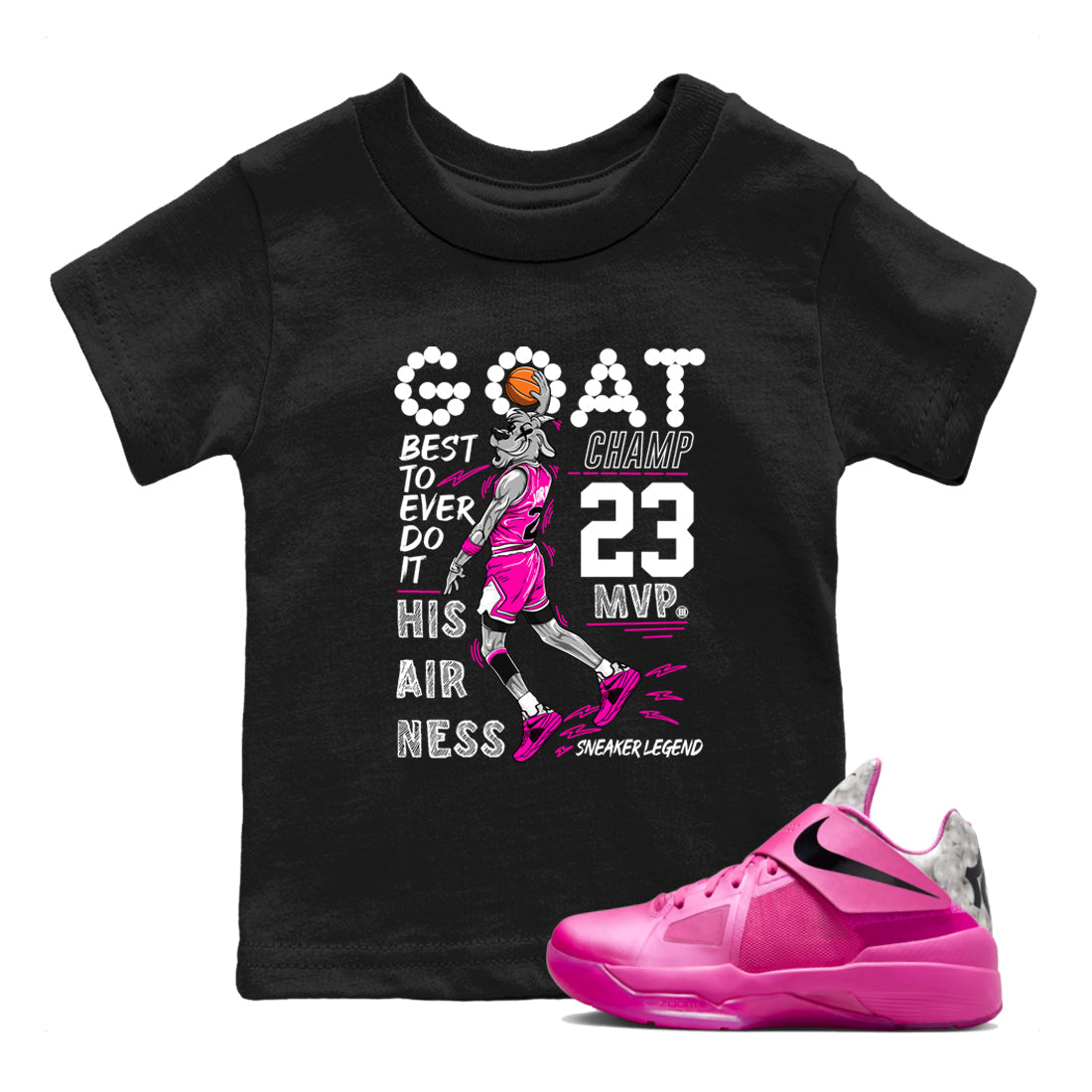 Nike KD 4 Retro Aunt Pearl shirts to match jordans MVP Goat sneaker match tees Nike KD 4 Aunt Pearl match shoes to clothes Drip Gear Zone Youth Baby Black 1 tee