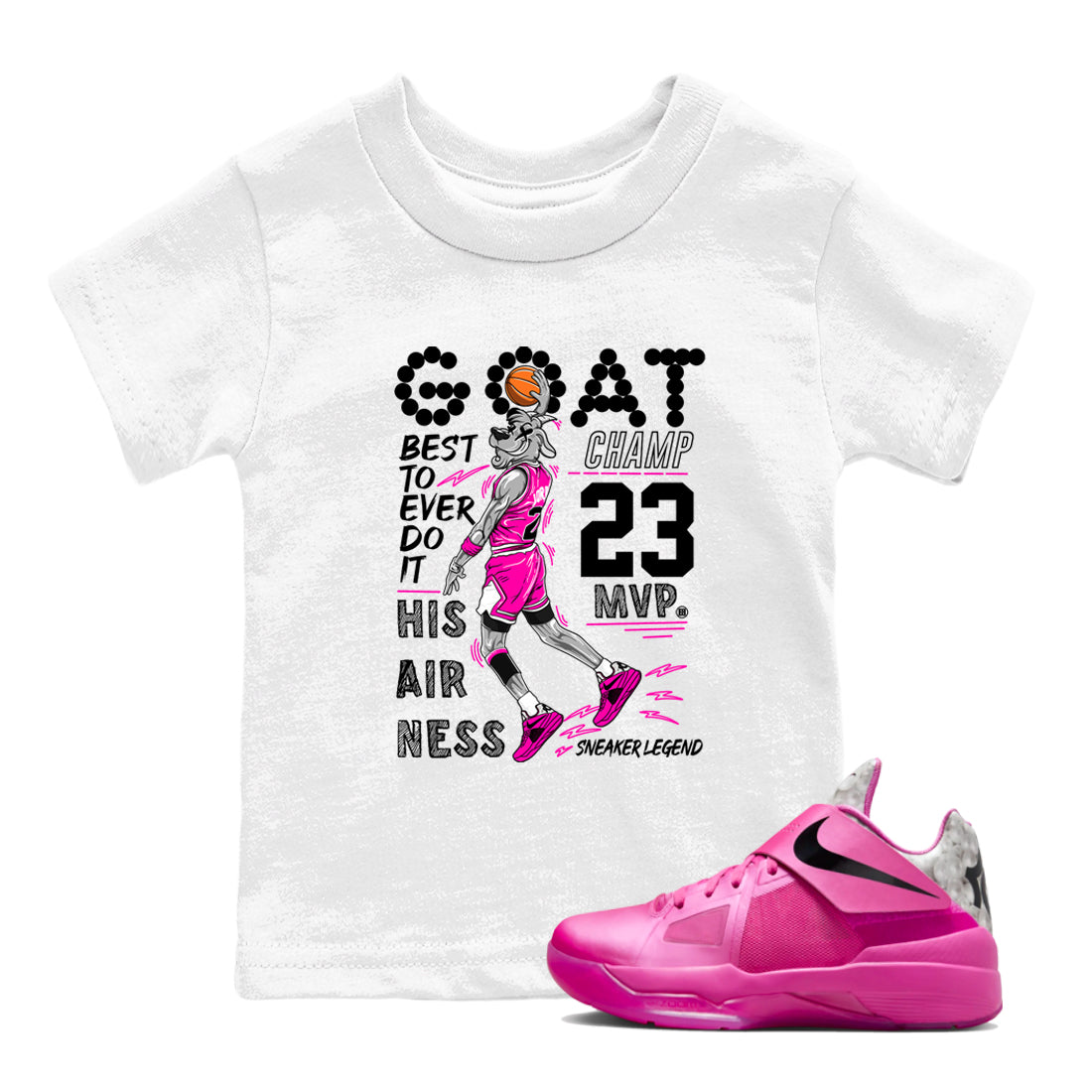 Nike KD 4 Retro Aunt Pearl shirts to match jordans MVP Goat sneaker match tees Nike KD 4 Aunt Pearl match shoes to clothes Drip Gear Zone Youth Baby White 1 tee