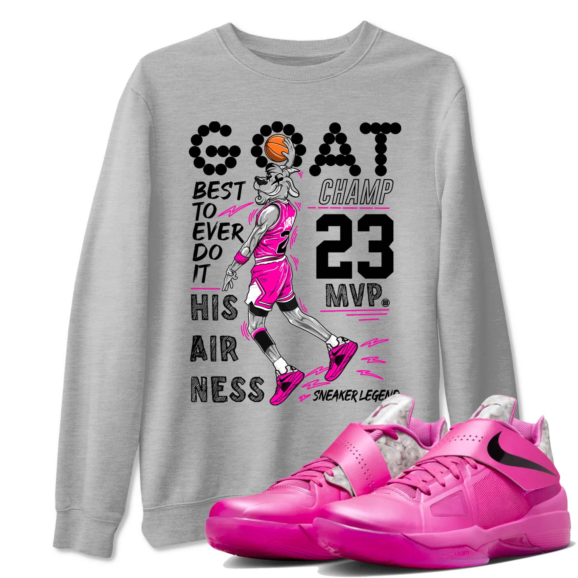 Nike KD 4 Retro Aunt Pearl shirts to match jordans MVP Goat sneaker match tees Nike KD 4 Aunt Pearl match shoes to clothes Drip Gear Zone unisex cotton Heather Grey 1 shirts
