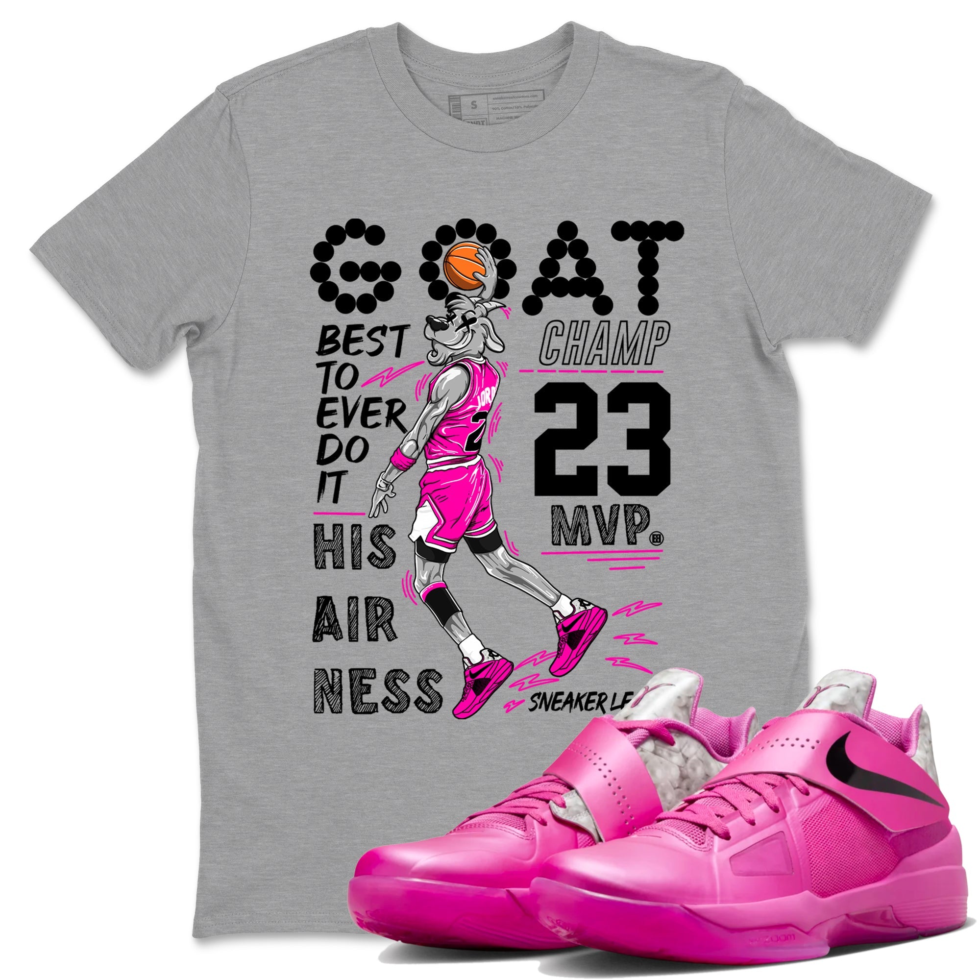 Nike KD 4 Retro Aunt Pearl shirts to match jordans MVP Goat sneaker match tees Nike KD 4 Aunt Pearl match shoes to clothes Drip Gear Zone unisex cotton Heather Grey 1 shirts