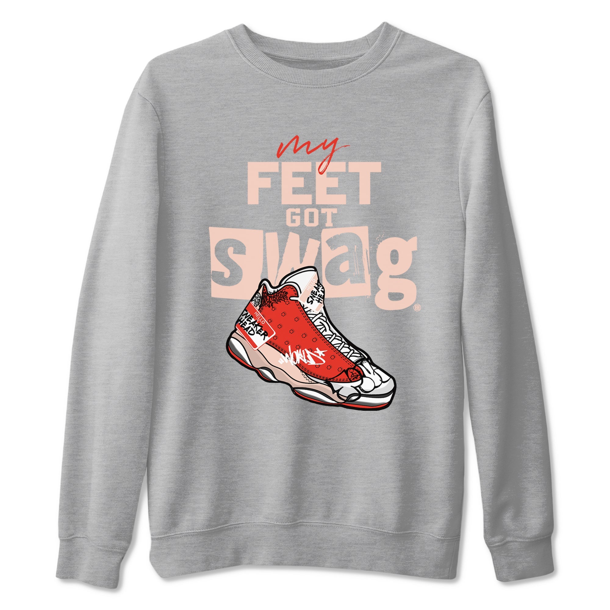 13s Dune Red shirts to match jordans My Feet Got Swag sneaker match tees Air Jordan 13 Dune Red Drip Gear Zone streetwear brand Heather Grey 2 unisex cotton tee
