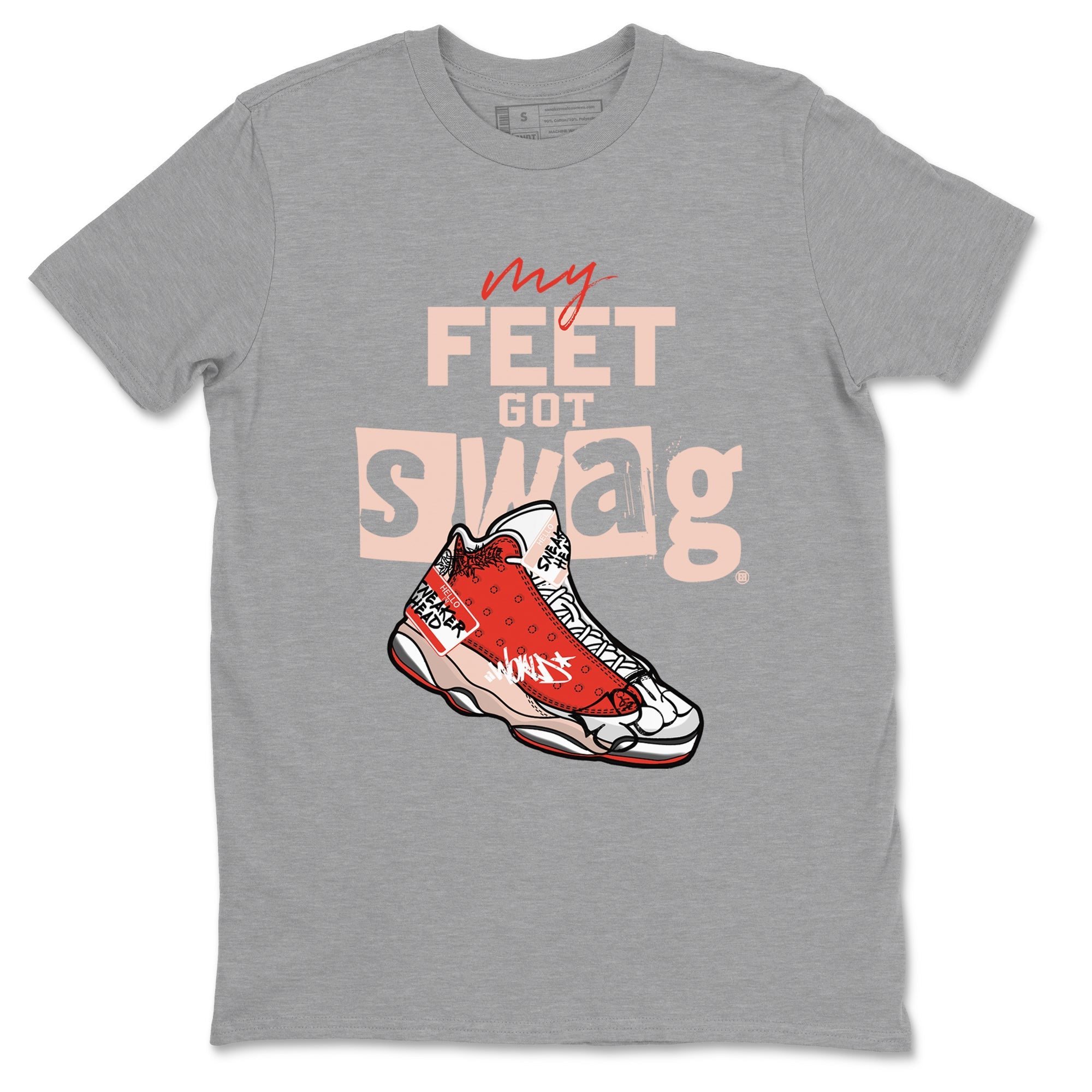 13s Dune Red shirts to match jordans My Feet Got Swag sneaker match tees Air Jordan 13 Dune Red Drip Gear Zone streetwear brand Heather Grey 2 unisex cotton tee