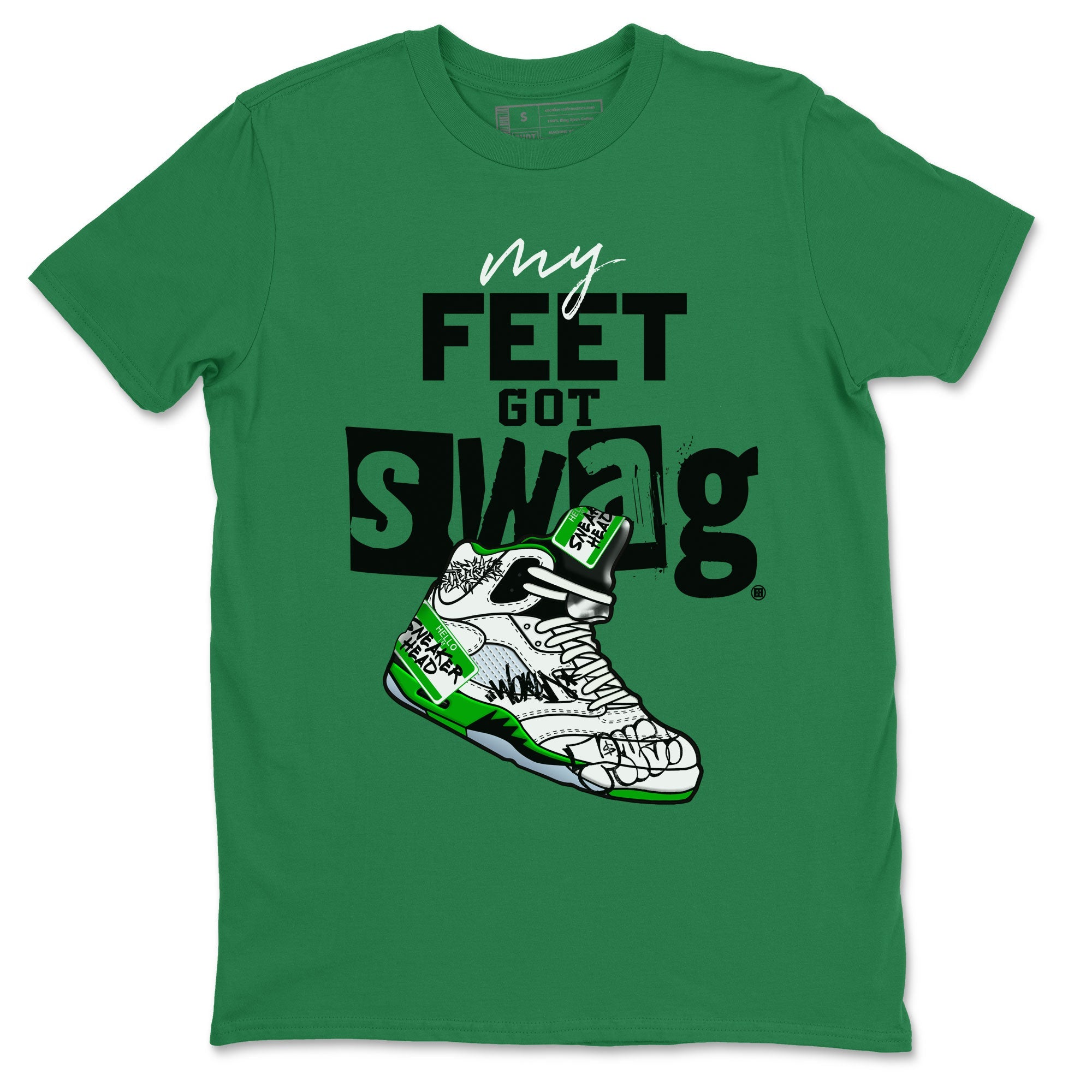 AJ5 Retro Lucky Green shirt to match jordans My Feet Got Swag sneaker tees Air Jordan 5 Retro Lucky Green Drip Gear Zone Casual Crew Neck T-Shirt Unisex Kelly Green 2 T-Shirt