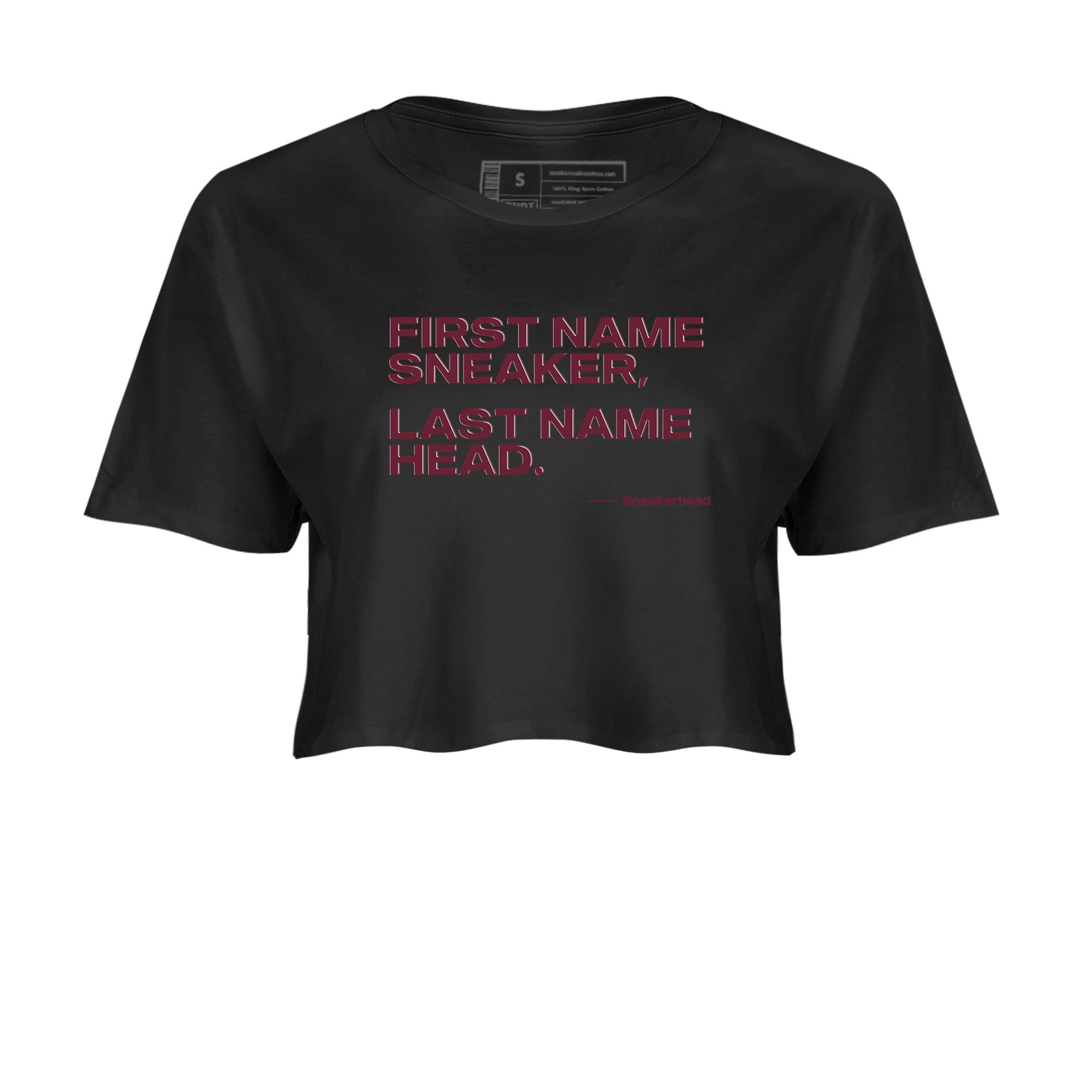 AJ1 High '85 Metallic Burgundy shirts to match jordans My Name Is sneaker match tees 1s High '85 Metallic Burgundy Drip Gear Zone streetwear brand Black 2 crop tee