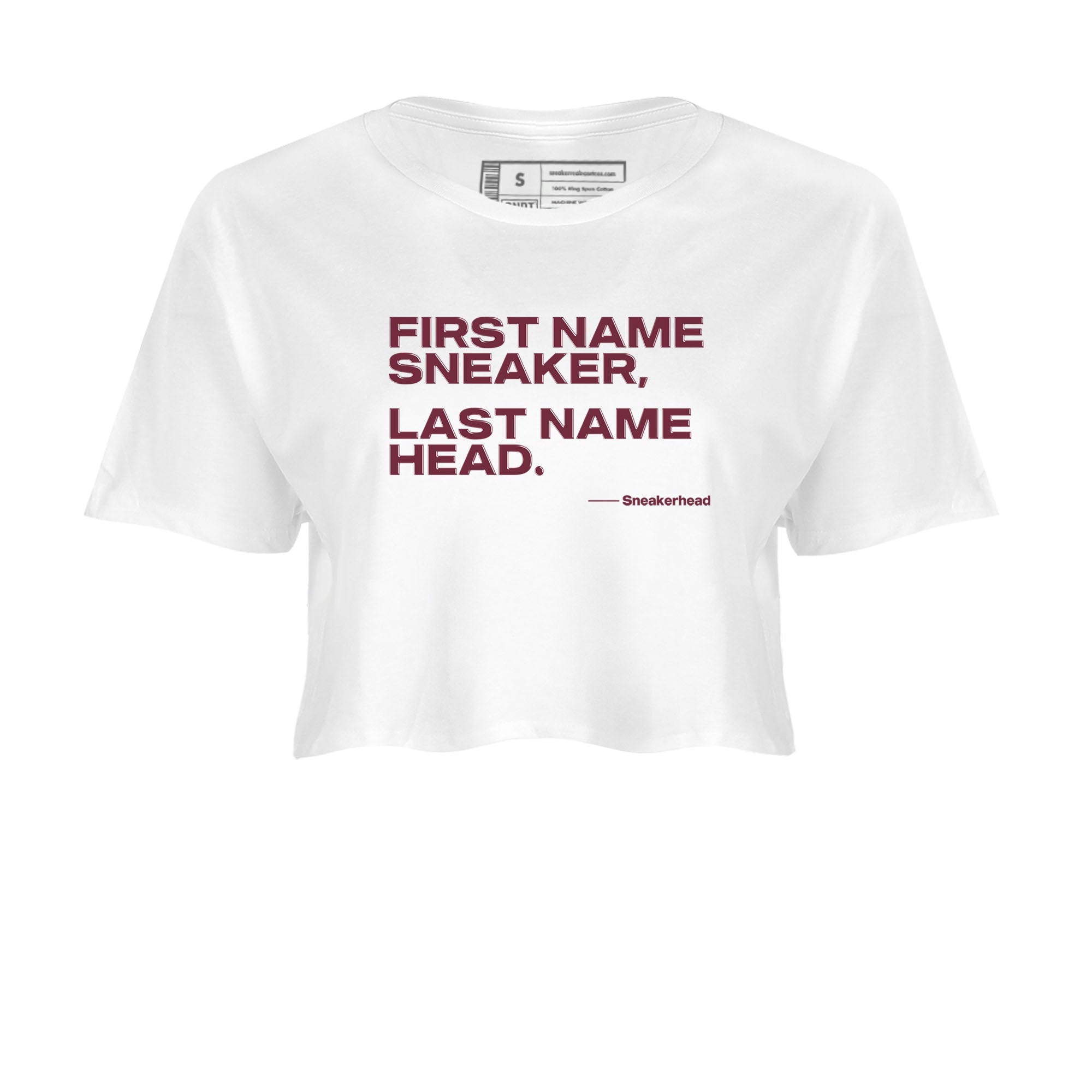 AJ1 High '85 Metallic Burgundy shirts to match jordans My Name Is sneaker match tees 1s High '85 Metallic Burgundy Drip Gear Zone streetwear brand White 2 crop tee