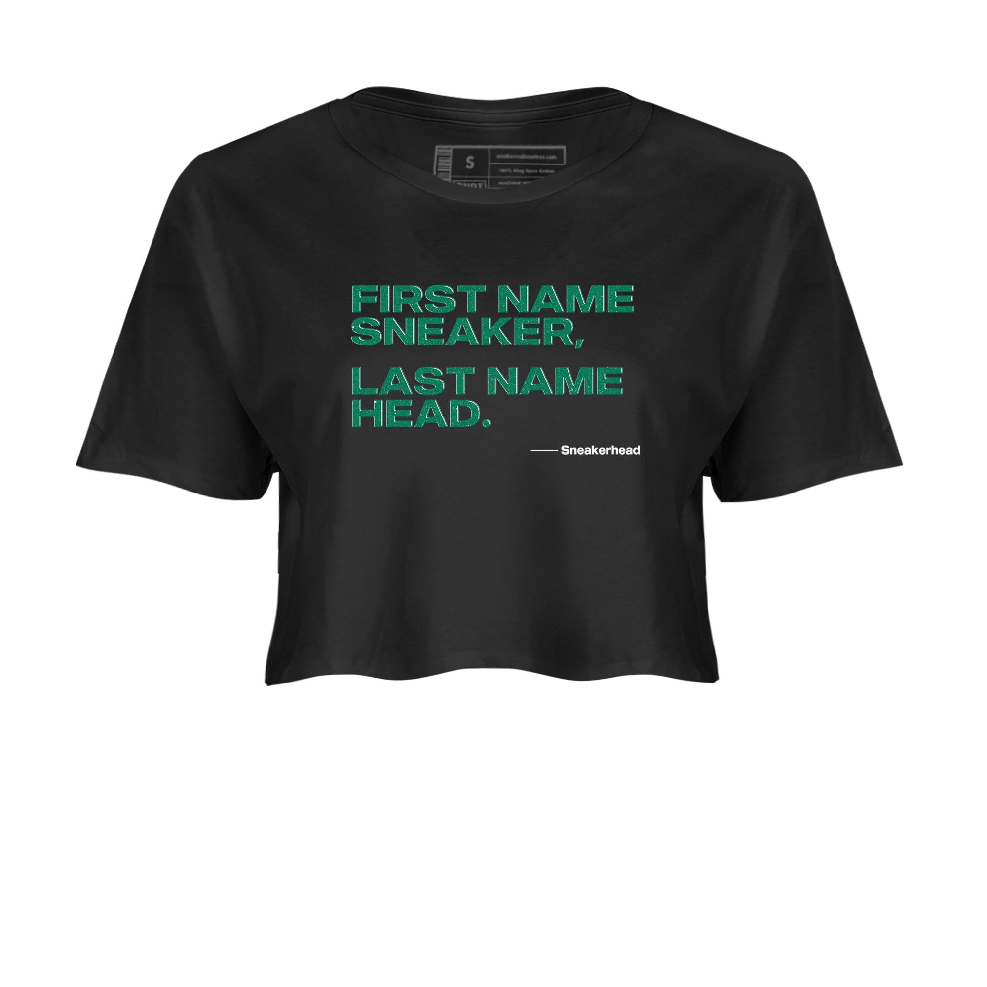 4s Oxidized Green shirts to match jordans My Name Is sneaker match tees Air Jordan 4 Oxidized Green Drip Gear Zone streetwear brand Black 2 crop tee