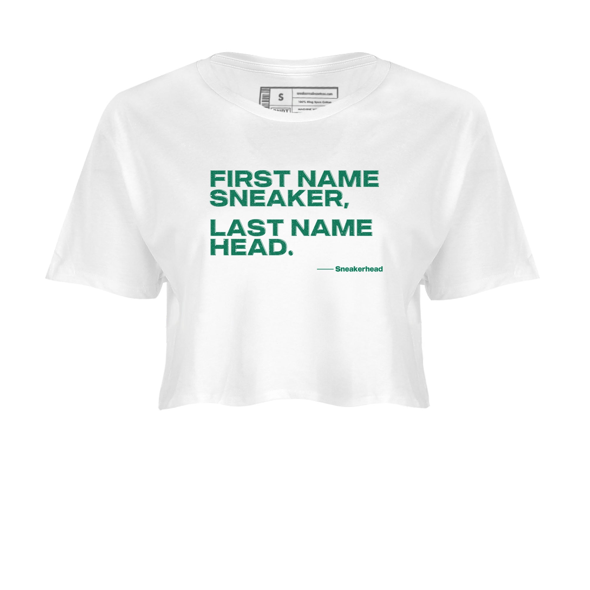 4s Oxidized Green shirts to match jordans My Name Is sneaker match tees Air Jordan 4 Oxidized Green Drip Gear Zone streetwear brand White 2 crop tee