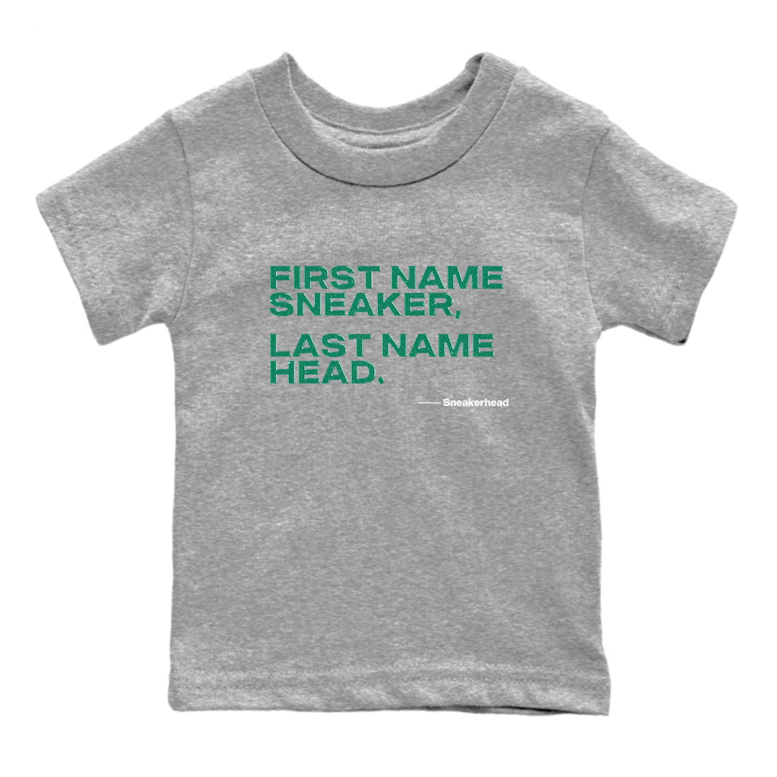 4s Oxidized Green shirts to match jordans My Name Is sneaker match tees Air Jordan 4 Oxidized Green Drip Gear Zone streetwear brand Baby and Youth Heather Grey 2 cotton tee