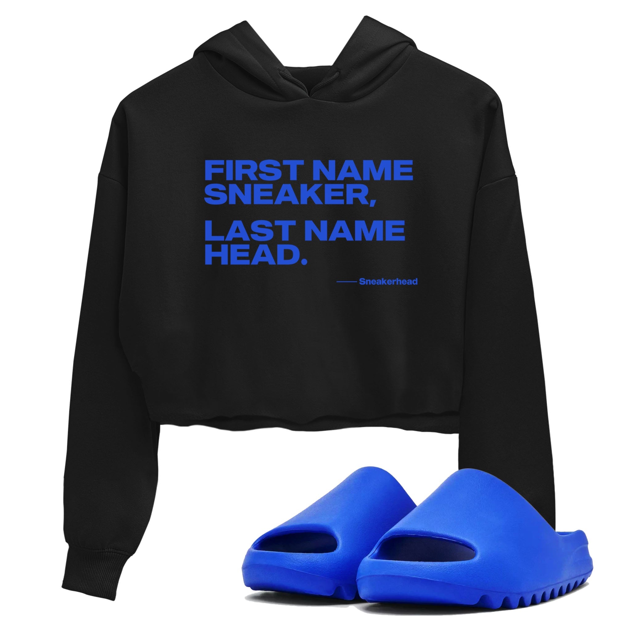 Yeezy Slide Azure shirts to match jordans My Name Is sneaker match tees Yeezy Slide Azure Drip Gear Zone streetwear brand Black 1 crop tee