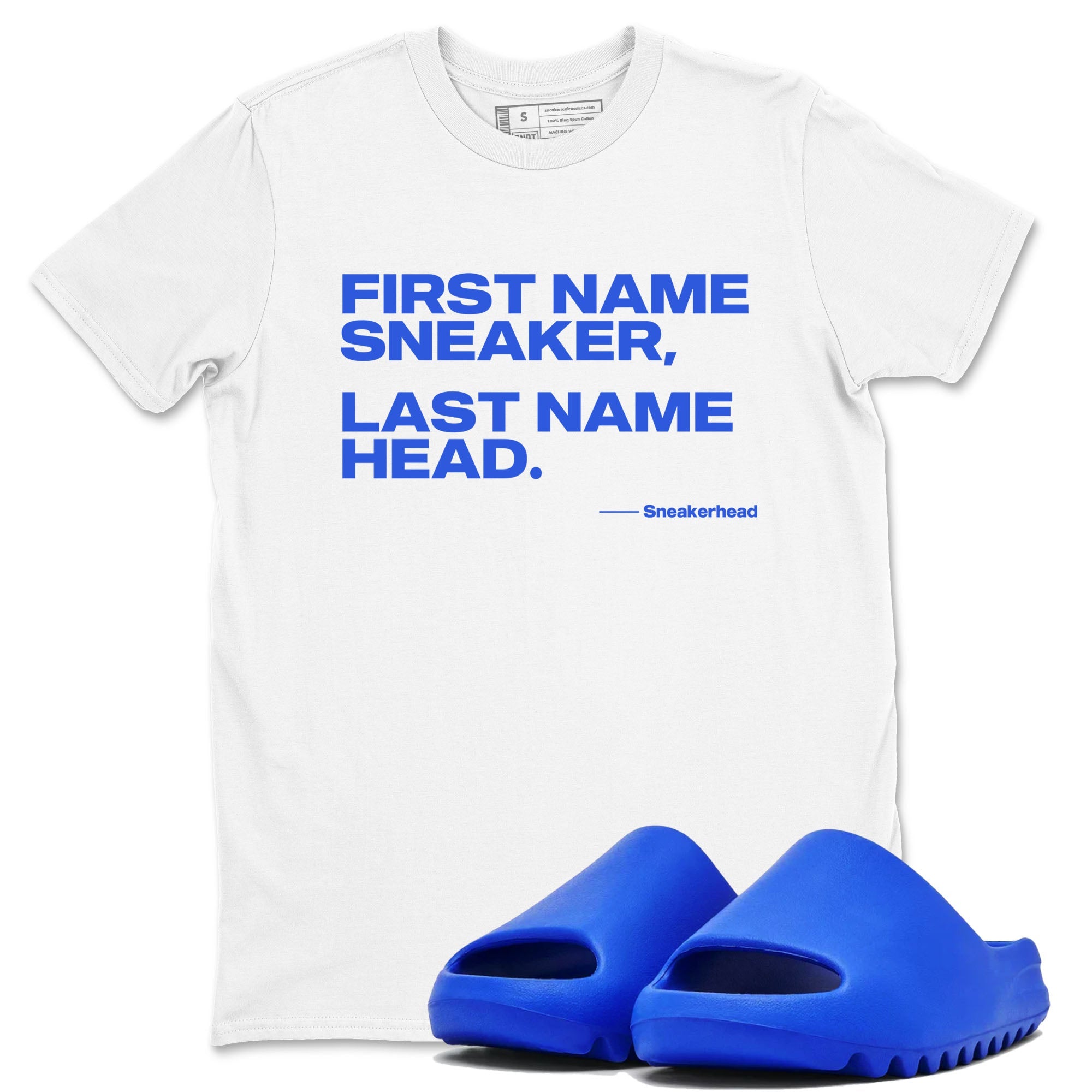 Yeezy Slide Azure shirts to match jordans My Name Is sneaker match tees Yeezy Slide Azure Drip Gear Zone streetwear brand White 1 unisex cotton tee
