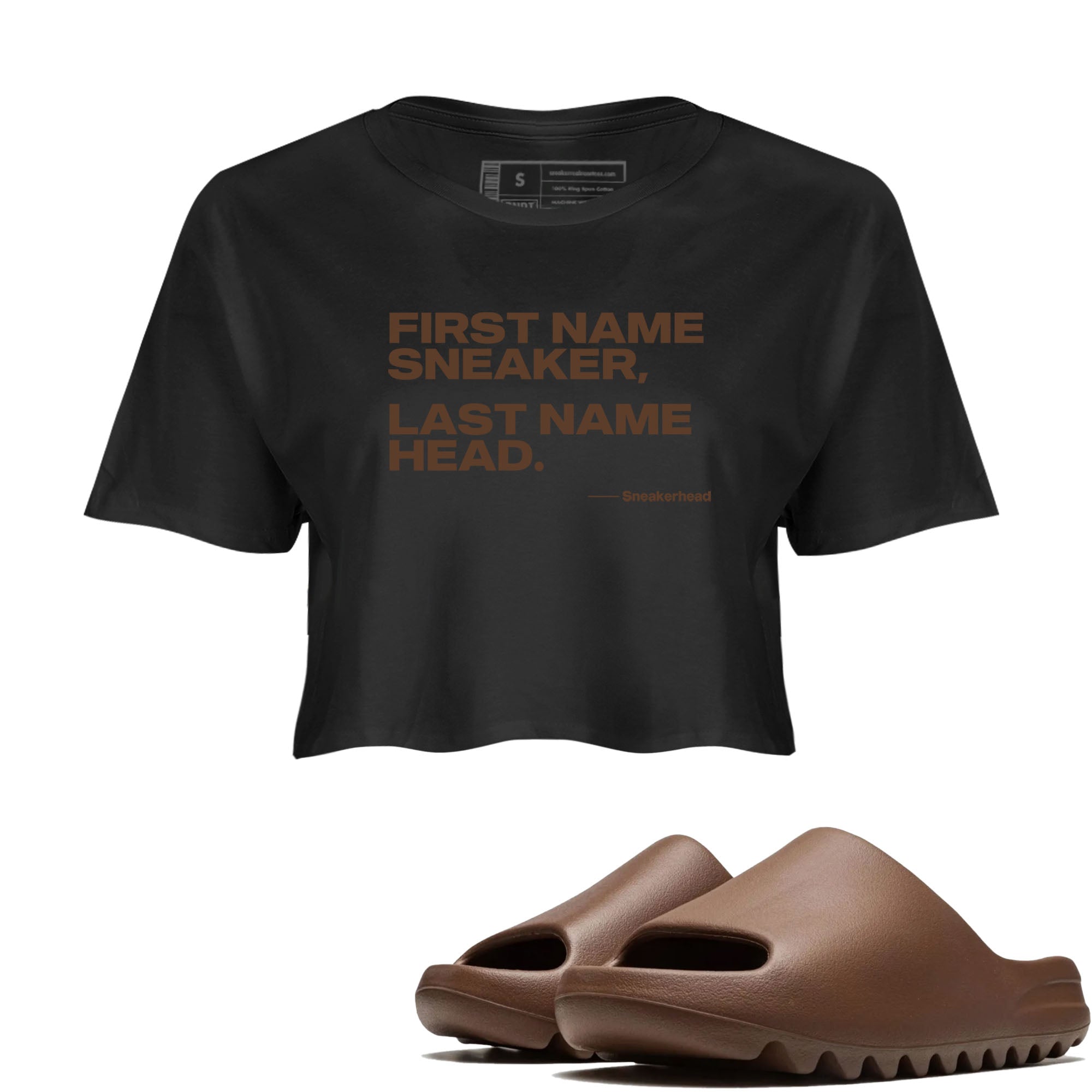 Yeezy Slide Flax shirts to match jordans My Name Is sneaker match tees Yeezy Slide Flax Drip Gear Zone streetwear brand Black 1 crop tee